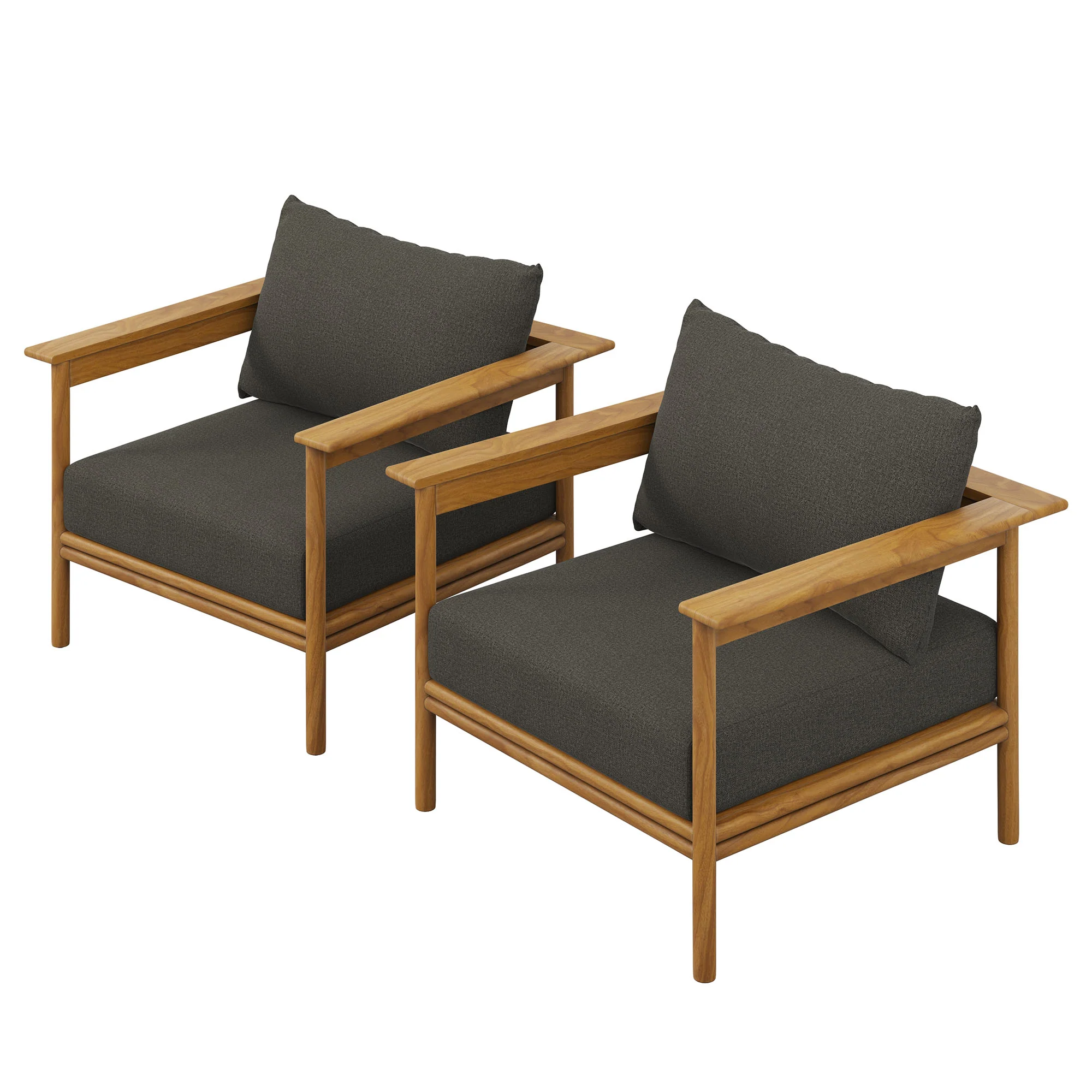 Wren Outdoor Patio Teak Wood Armchair Set of 2 by Modway - Image 20