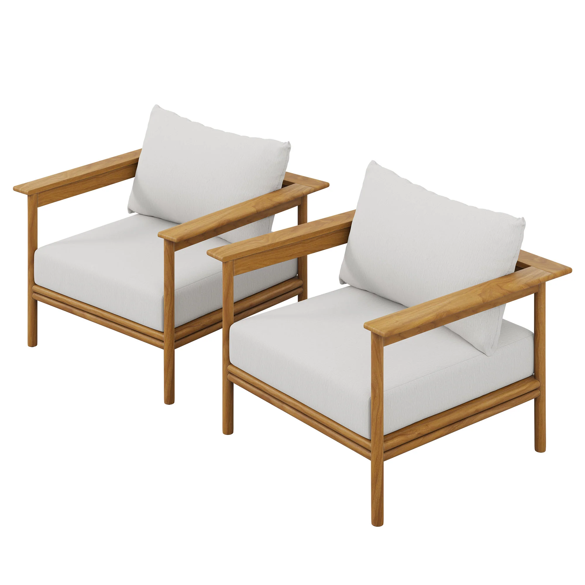 Wren Outdoor Patio Teak Wood Armchair Set of 2 by Modway - Image 21
