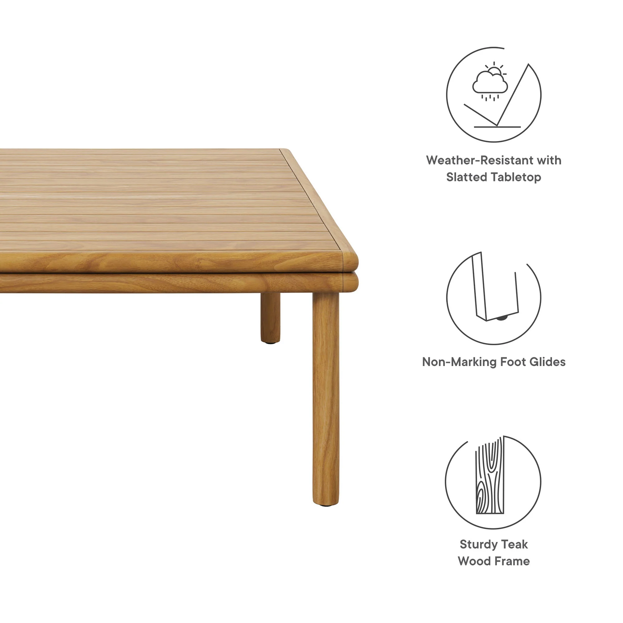 Wren Outdoor Patio Teak Wood Coffee Table by Modway - Image 2