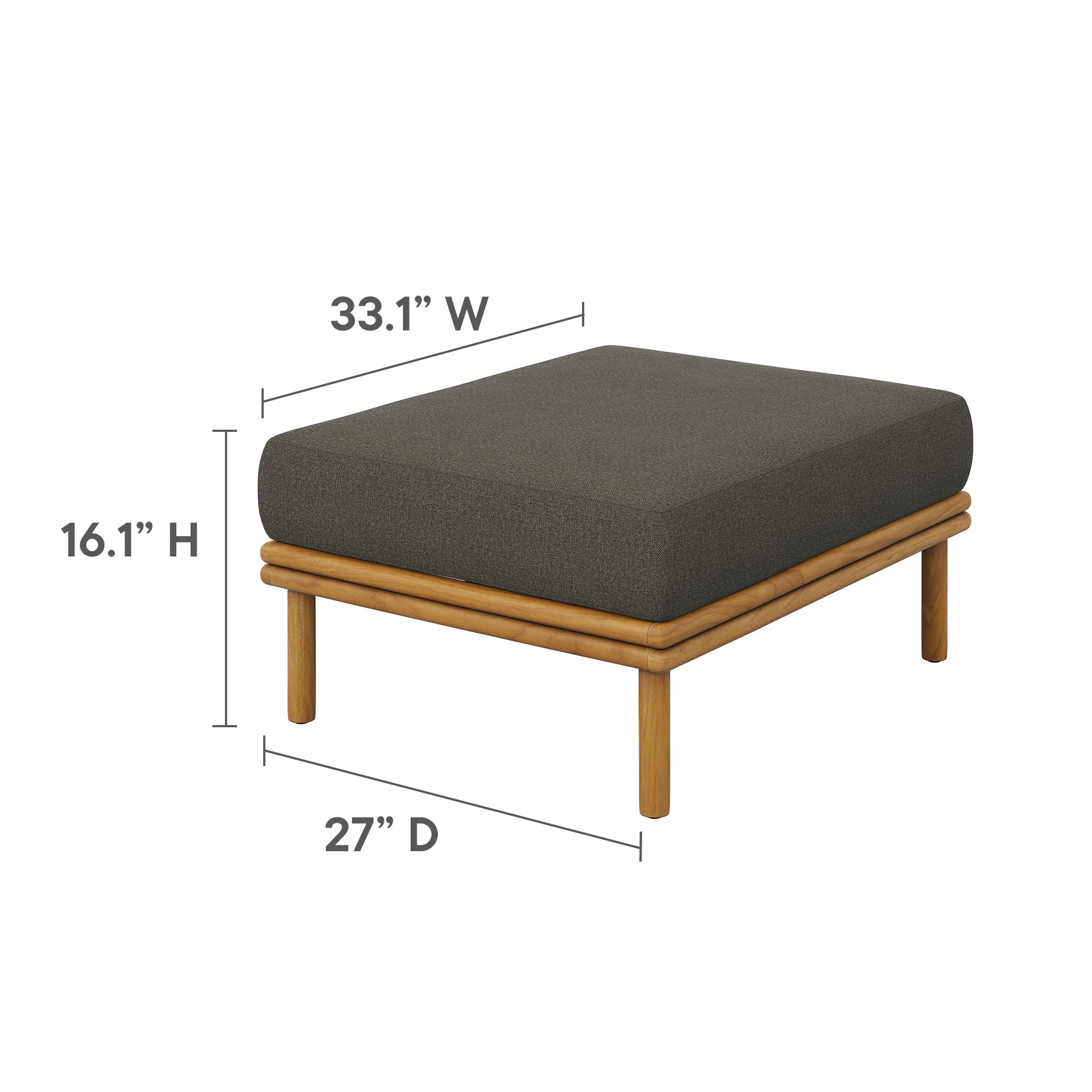 Wren Outdoor Patio Teak Wood Ottoman by Modway - Image 17