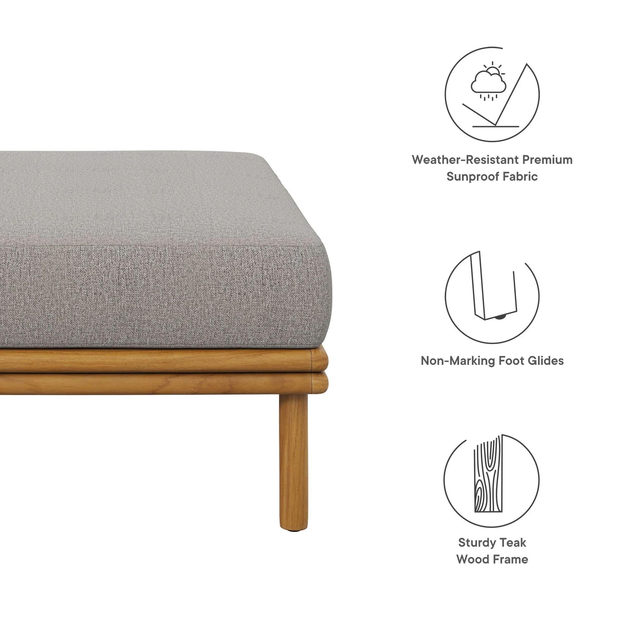 Wren Outdoor Patio Teak Wood Ottoman by Modway - Image 18