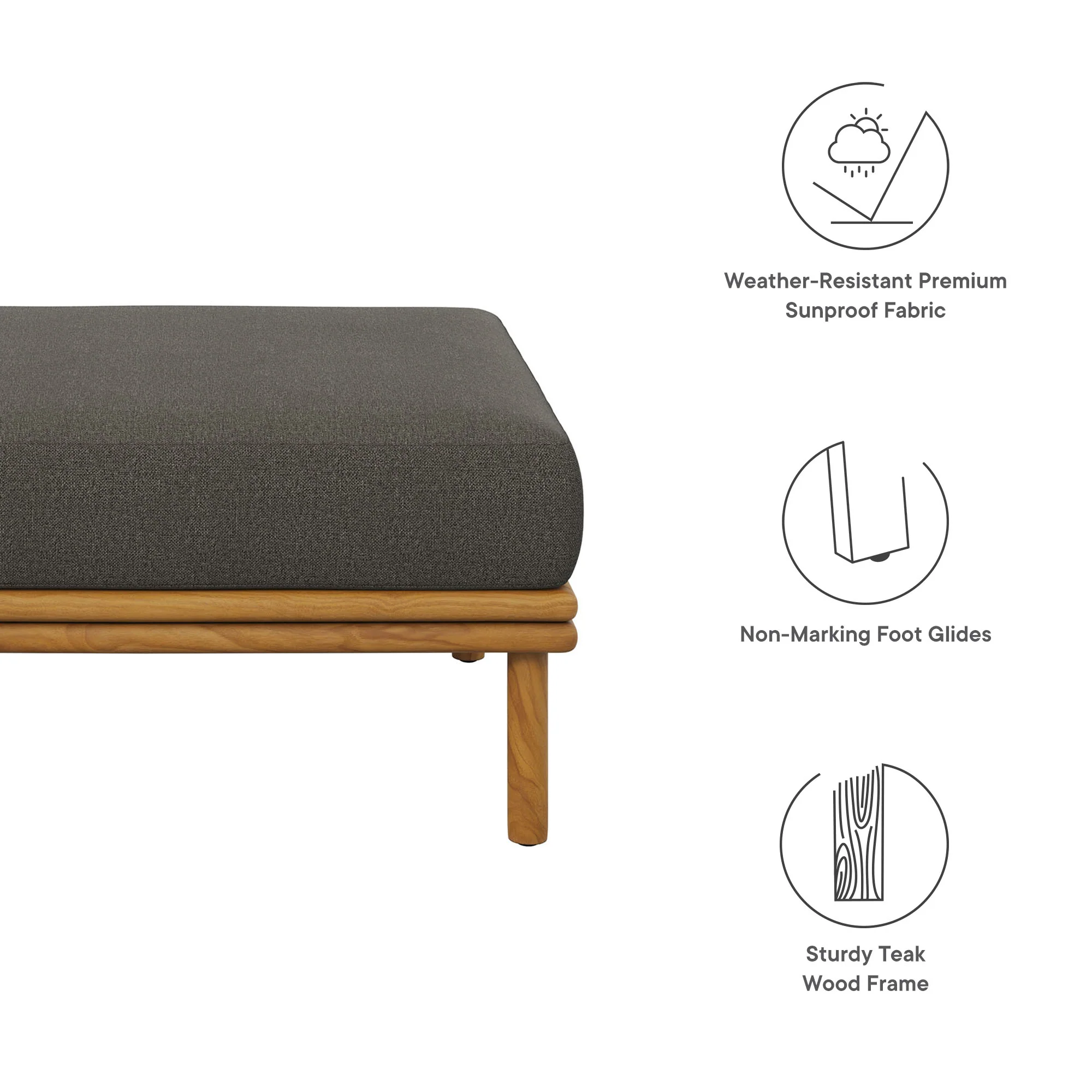 Wren Outdoor Patio Teak Wood Ottoman by Modway - Image 19