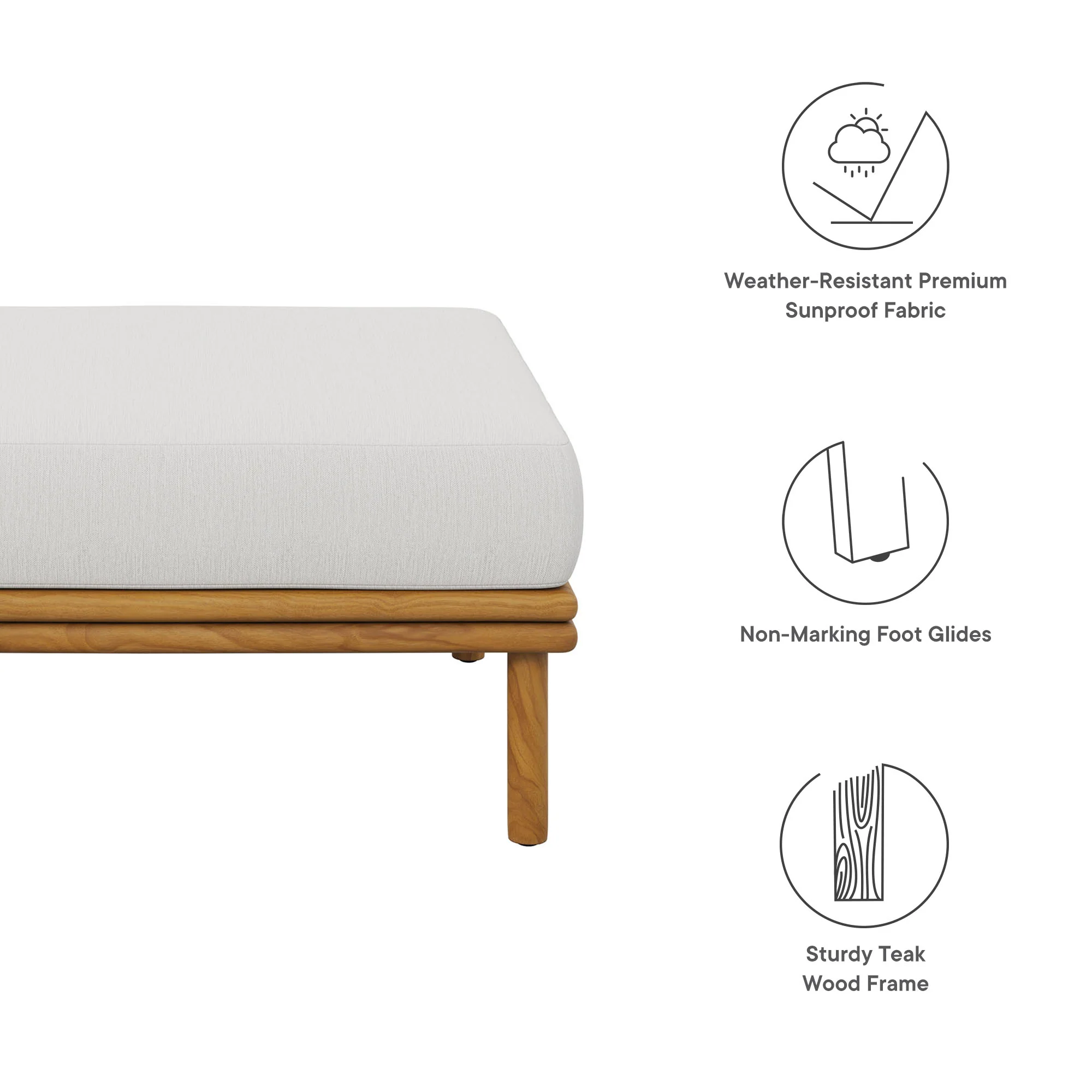 Wren Outdoor Patio Teak Wood Ottoman by Modway - Image 2