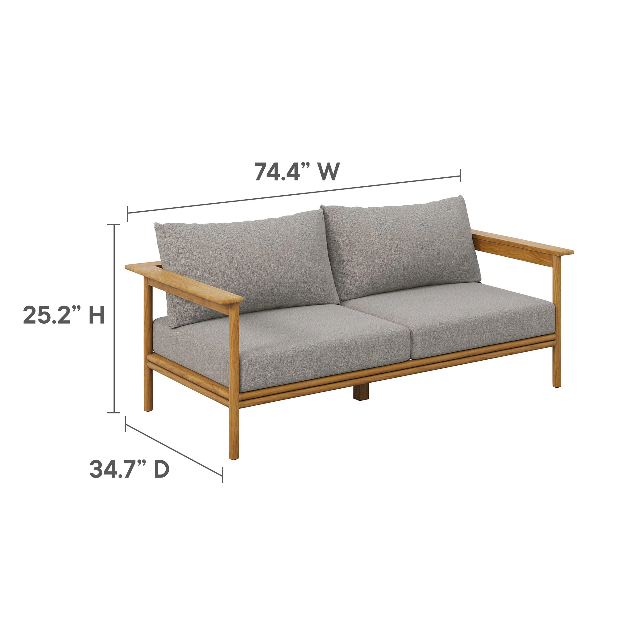 Wren Outdoor Patio Teak Wood Sofa by Modway - Image 16