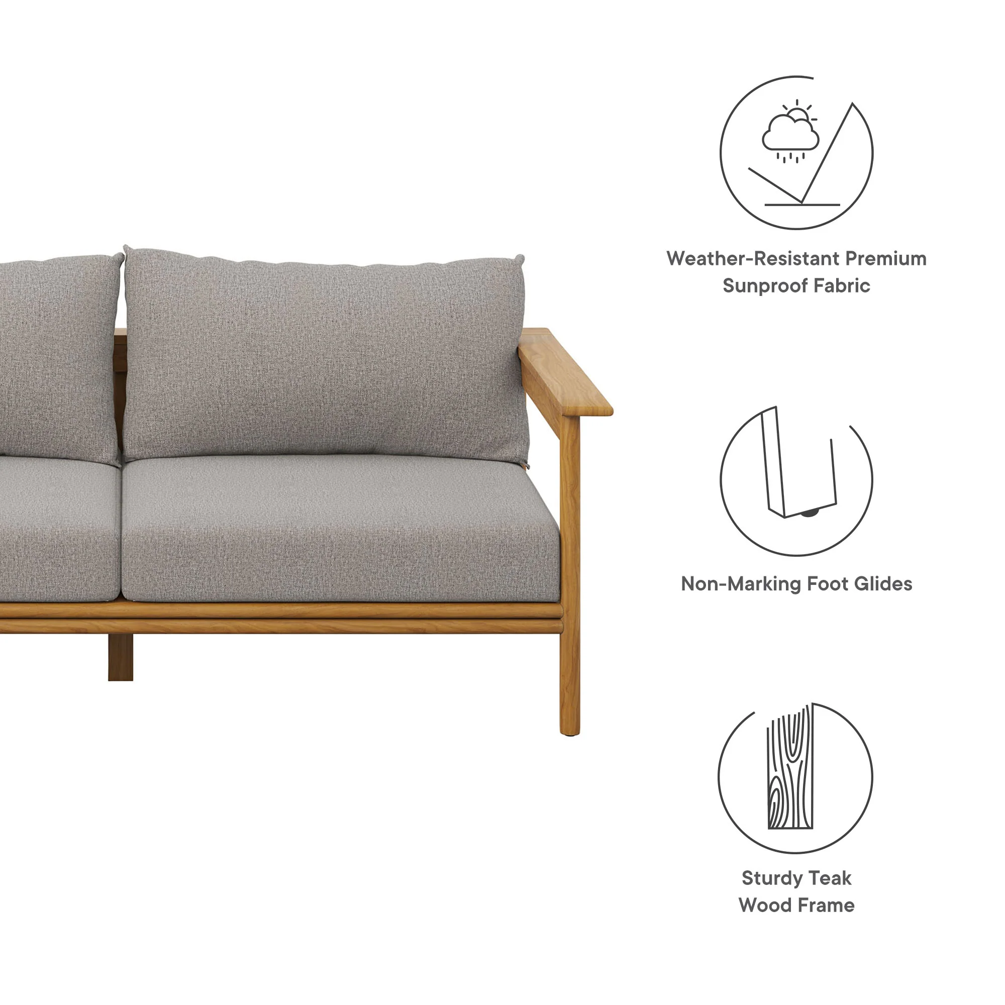 Wren Outdoor Patio Teak Wood Sofa by Modway - Image 18
