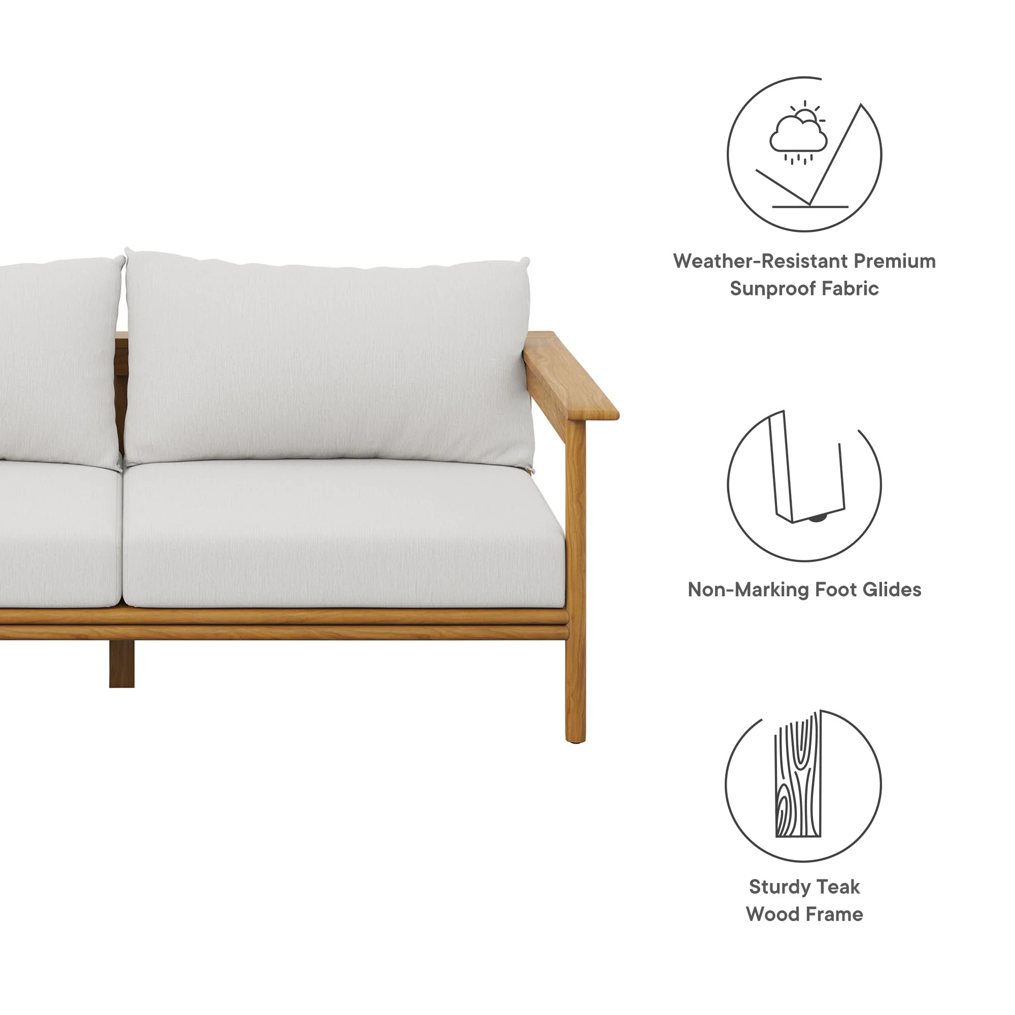 Wren Outdoor Patio Teak Wood Sofa by Modway - Image 19