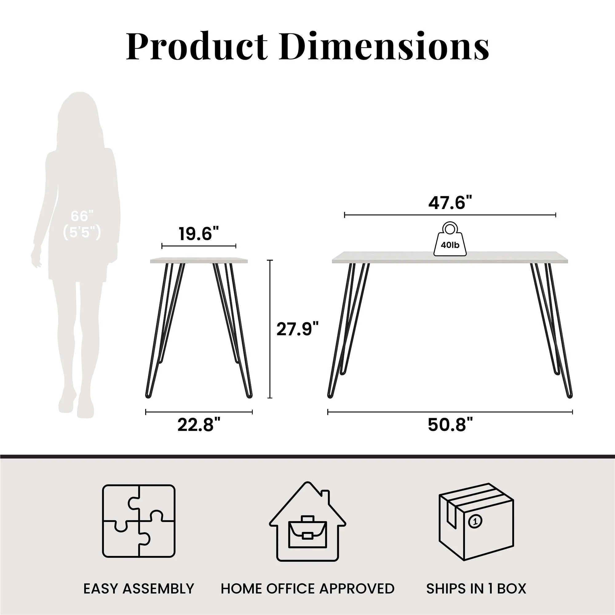 Writing Desk With Hairpin Legs For Study Or Work - White Oak - Image 2