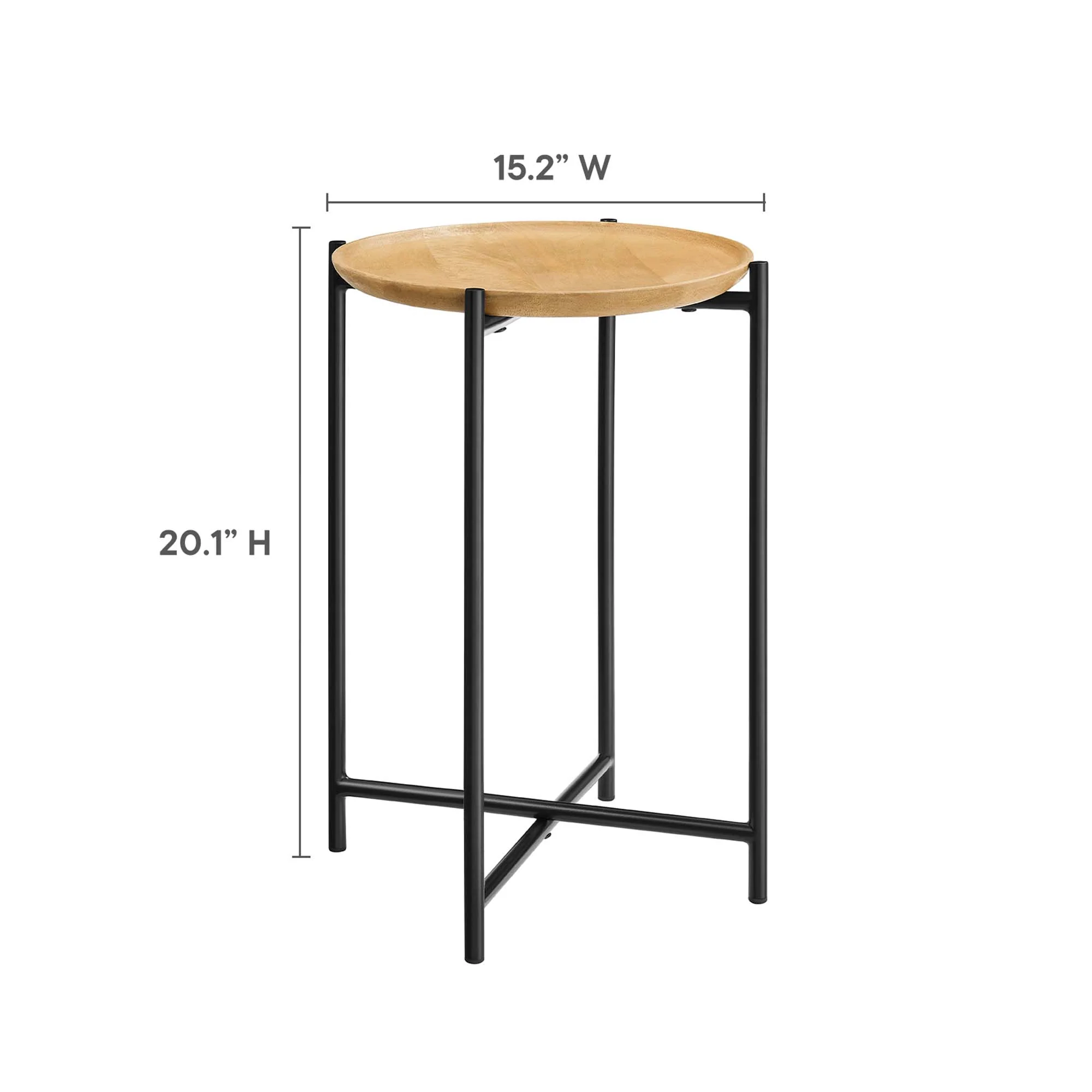 Xilo Round Wood and Metal Side Table by Modway - Image 2