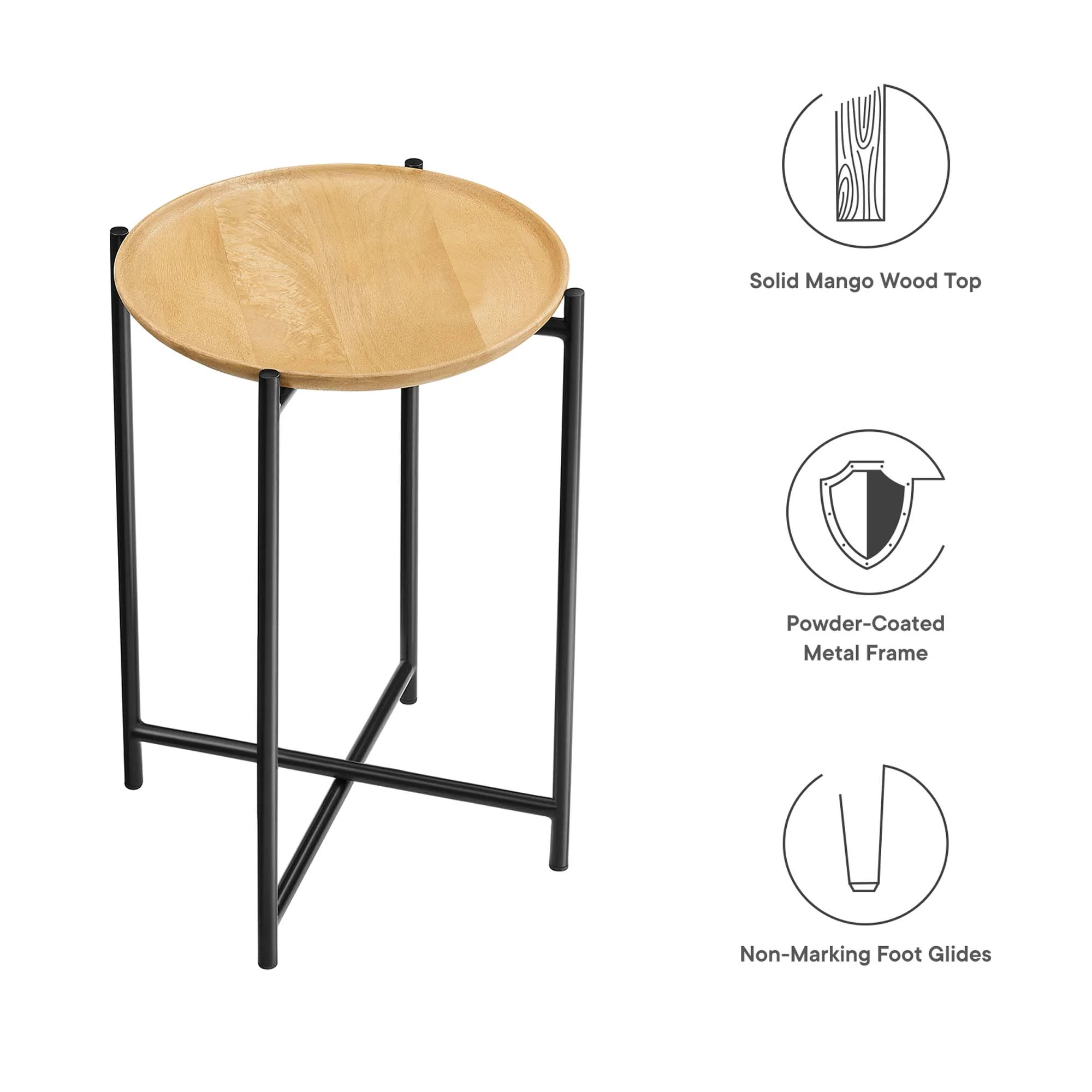 Xilo Round Wood and Metal Side Table by Modway - Image 3
