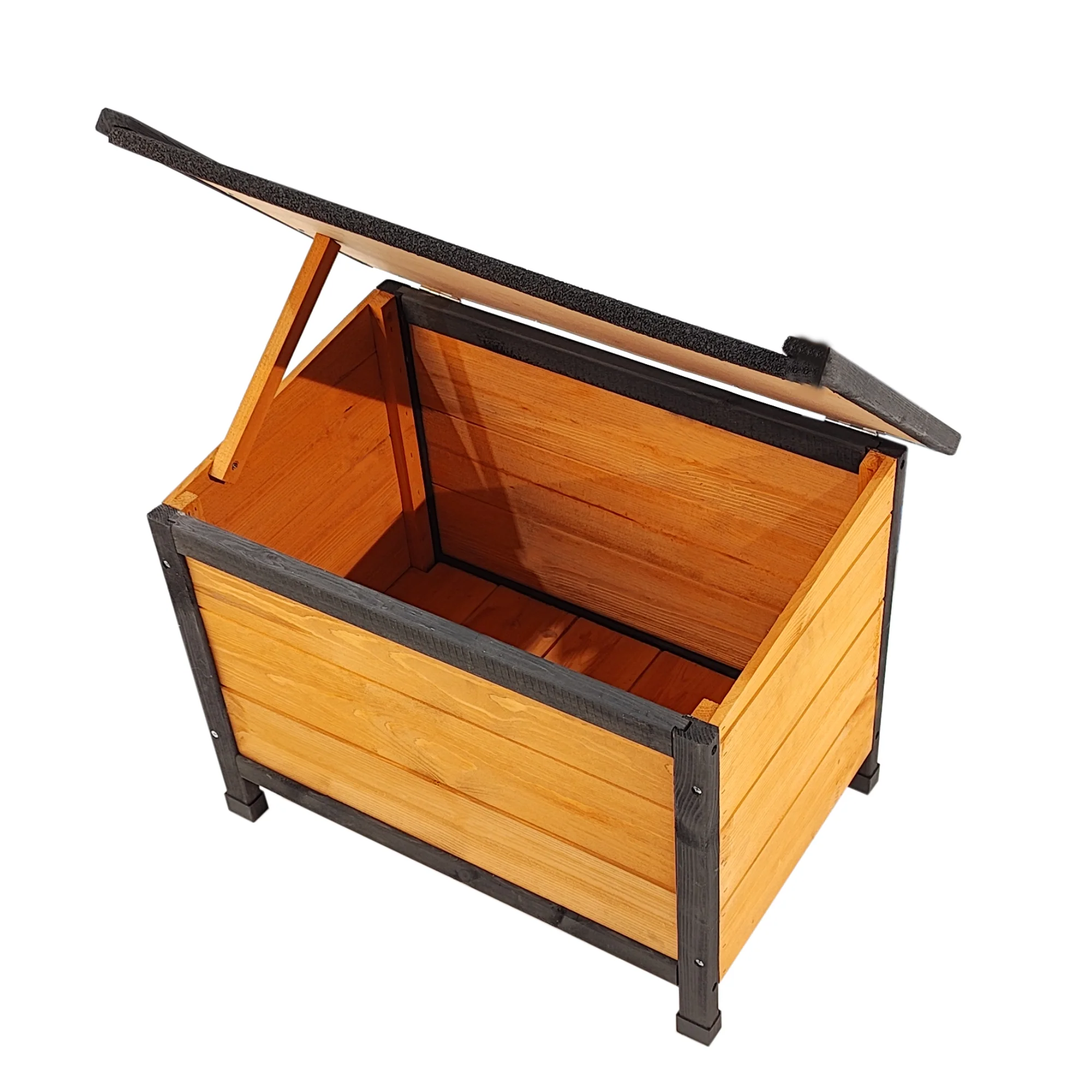 XPT088 Wearable and Strong Wooden Dog House with Metal Bowls and Toy Box - Image 10