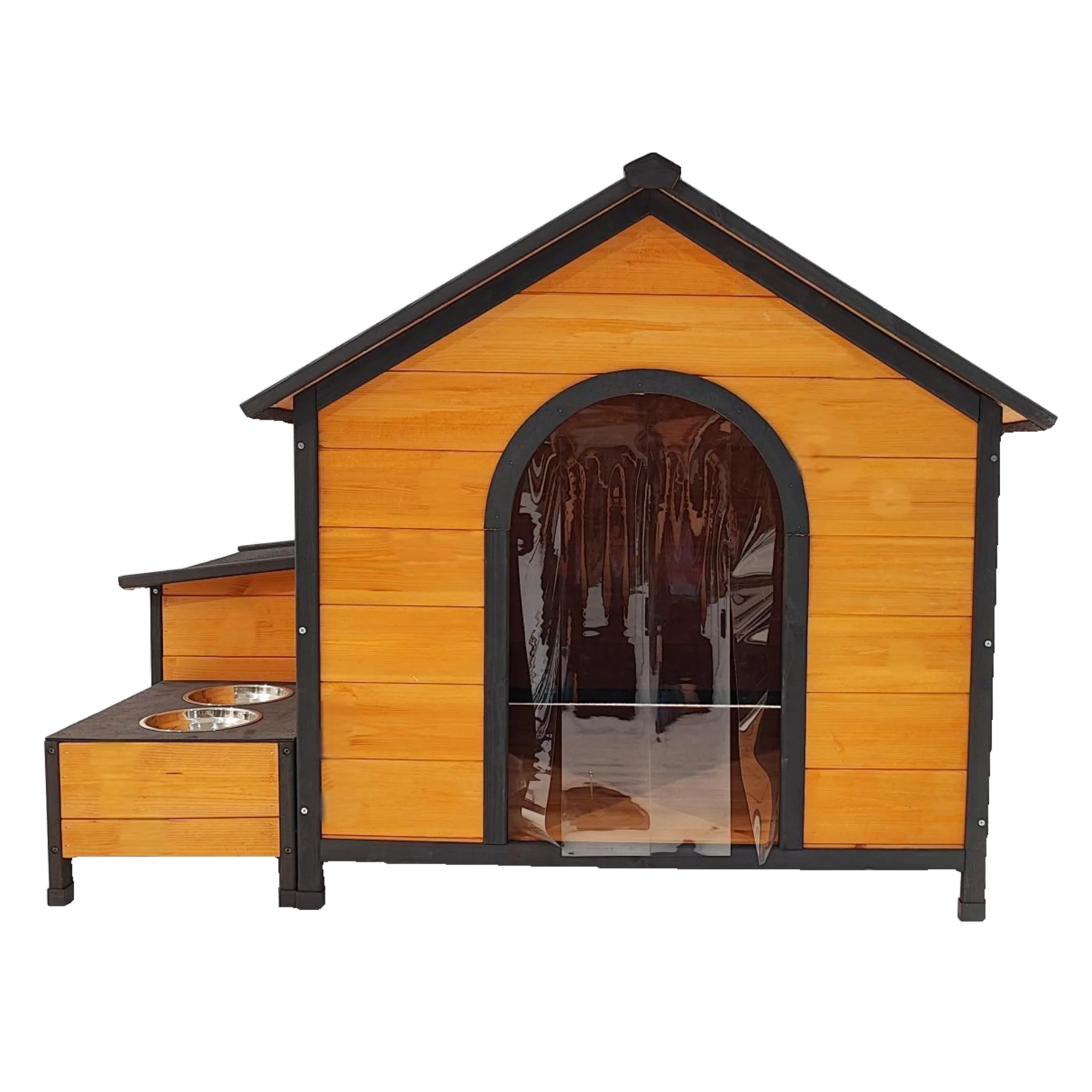XPT088 Wearable and Strong Wooden Dog House with Metal Bowls and Toy Box - Image 13