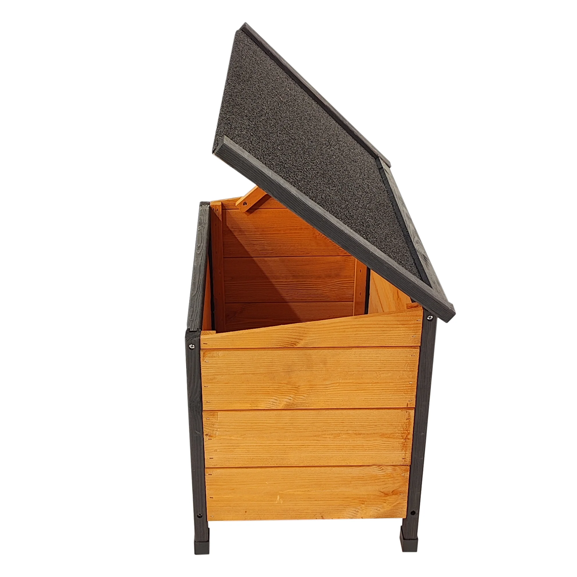 XPT088 Wearable and Strong Wooden Dog House with Metal Bowls and Toy Box - Image 14