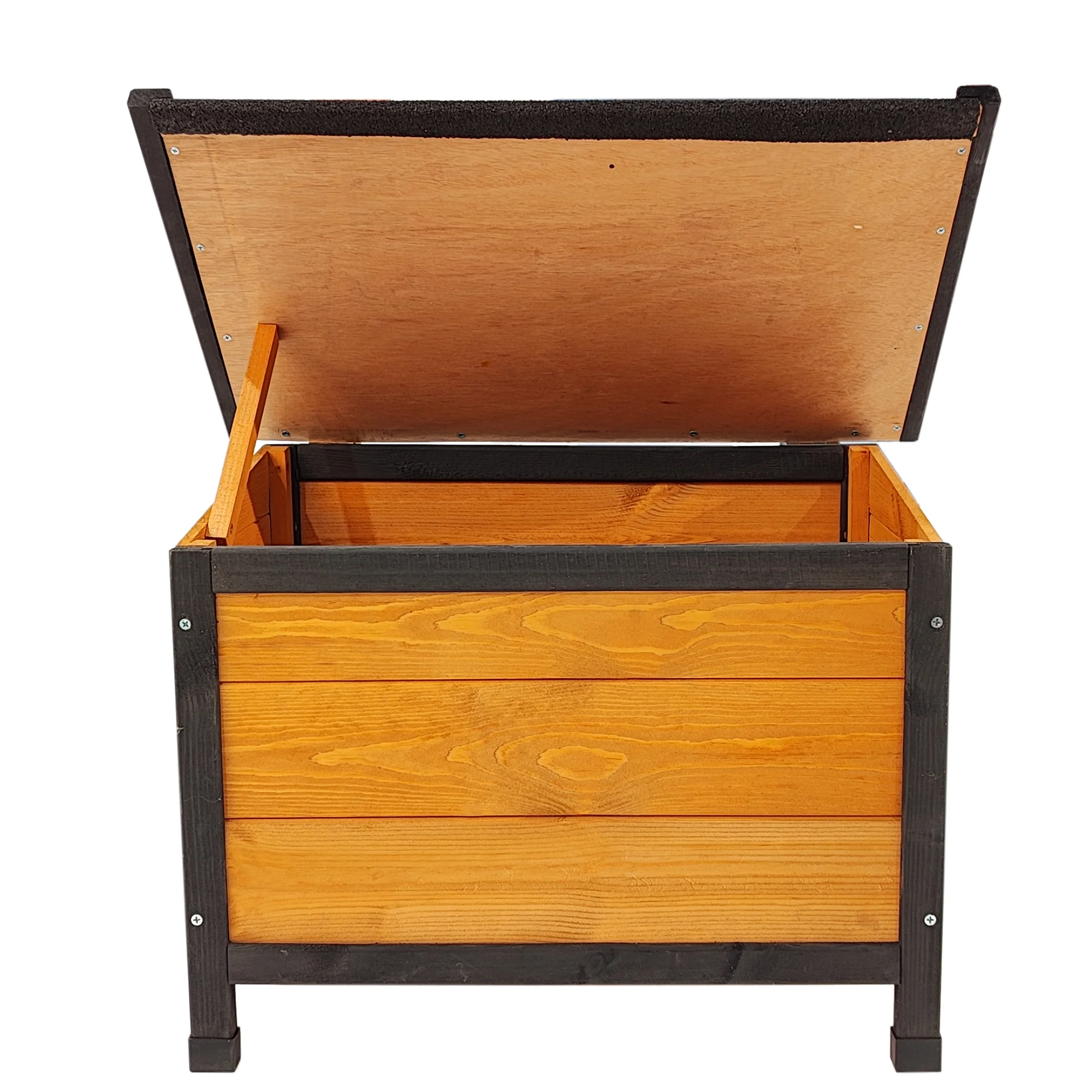 XPT088 Wearable and Strong Wooden Dog House with Metal Bowls and Toy Box - Image 17