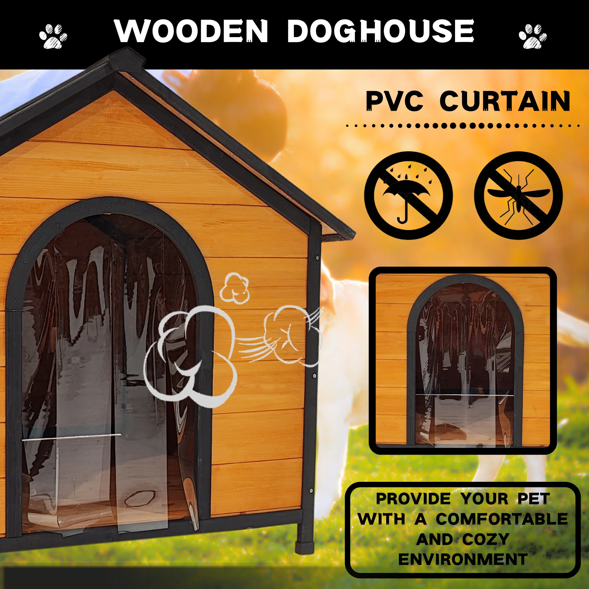 XPT088 Wearable and Strong Wooden Dog House with Metal Bowls and Toy Box - Image 7