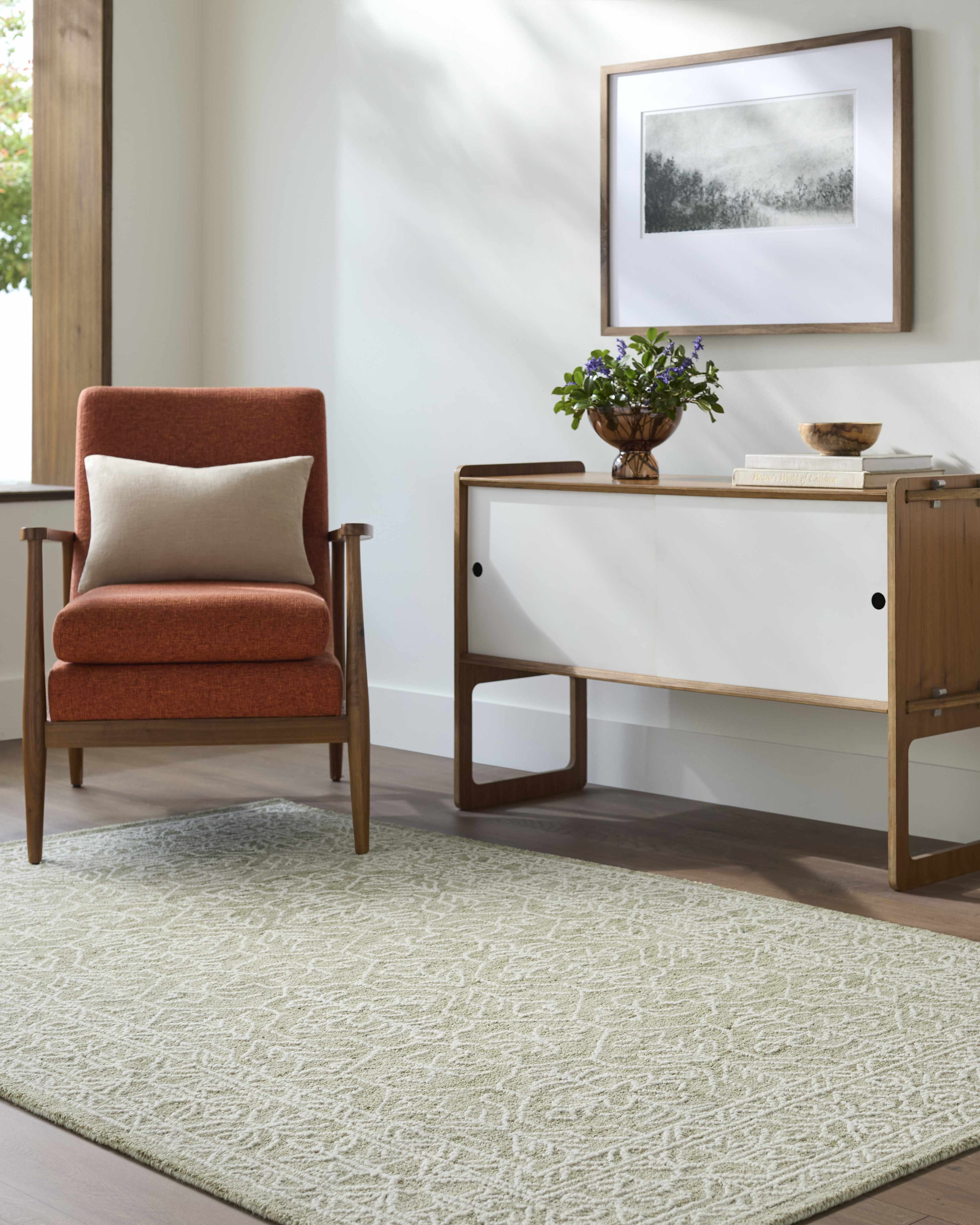 Yadid Green Wool Area Rug - Image 2