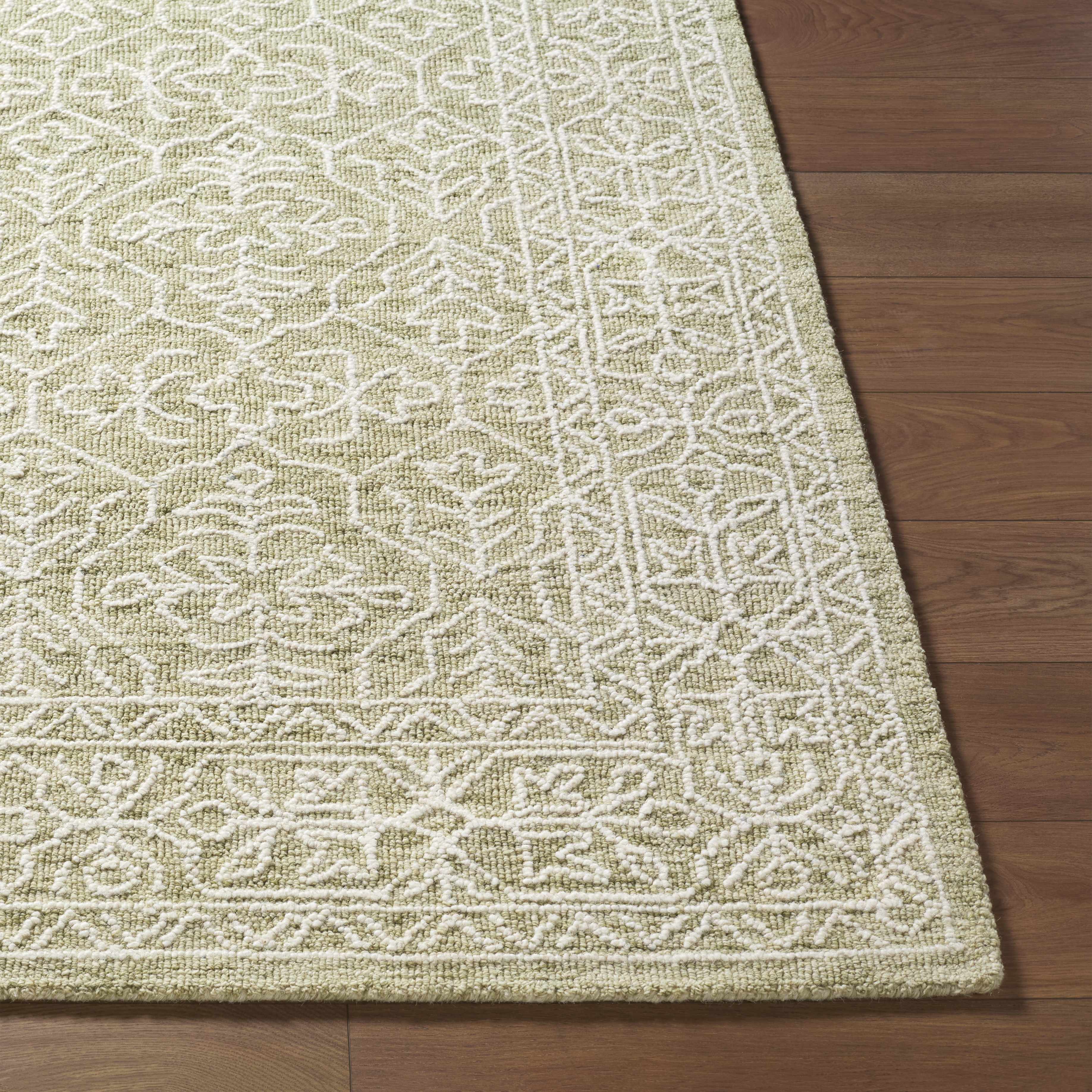 Yadid Green Wool Area Rug - Image 4
