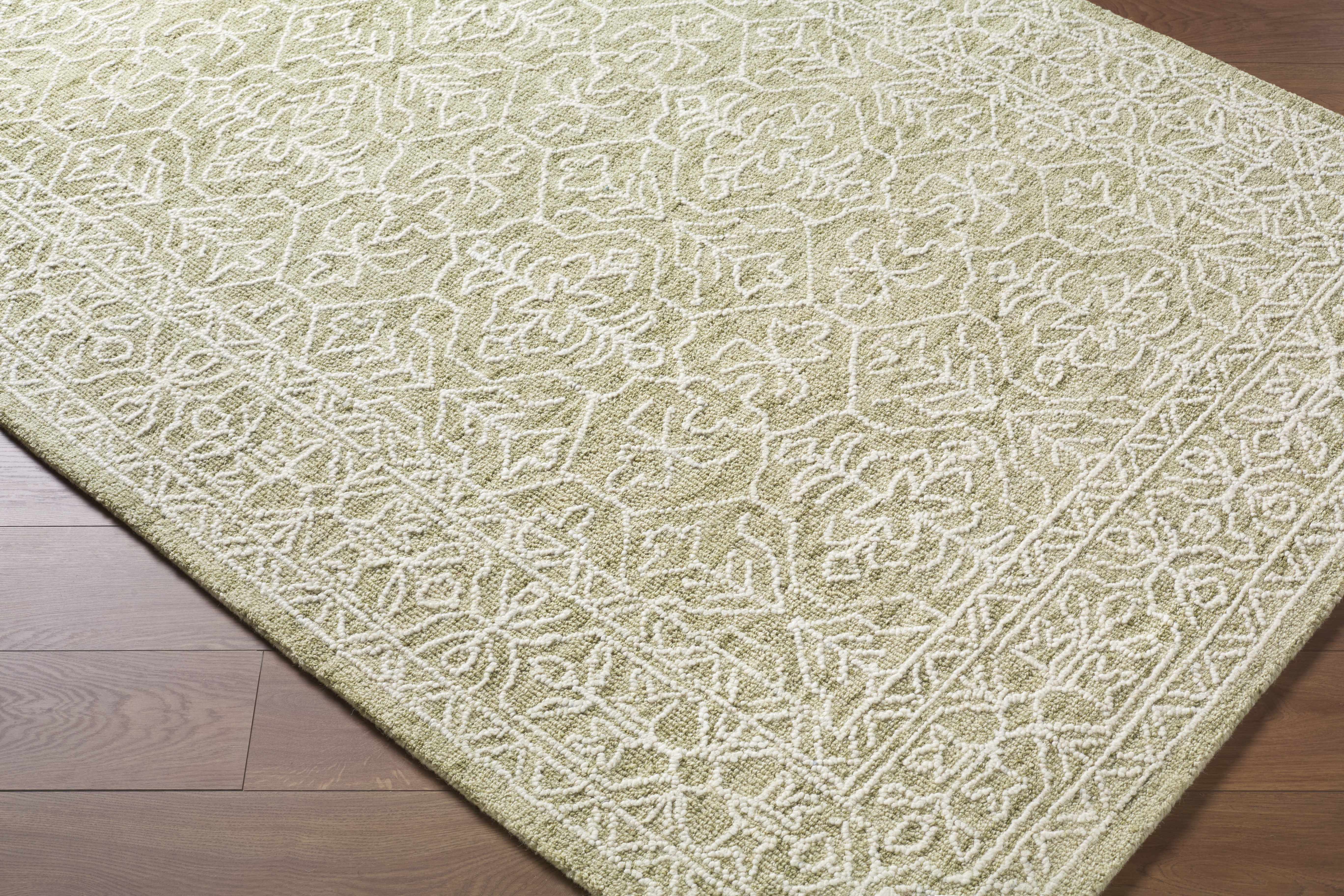 Yadid Green Wool Area Rug - Image 5