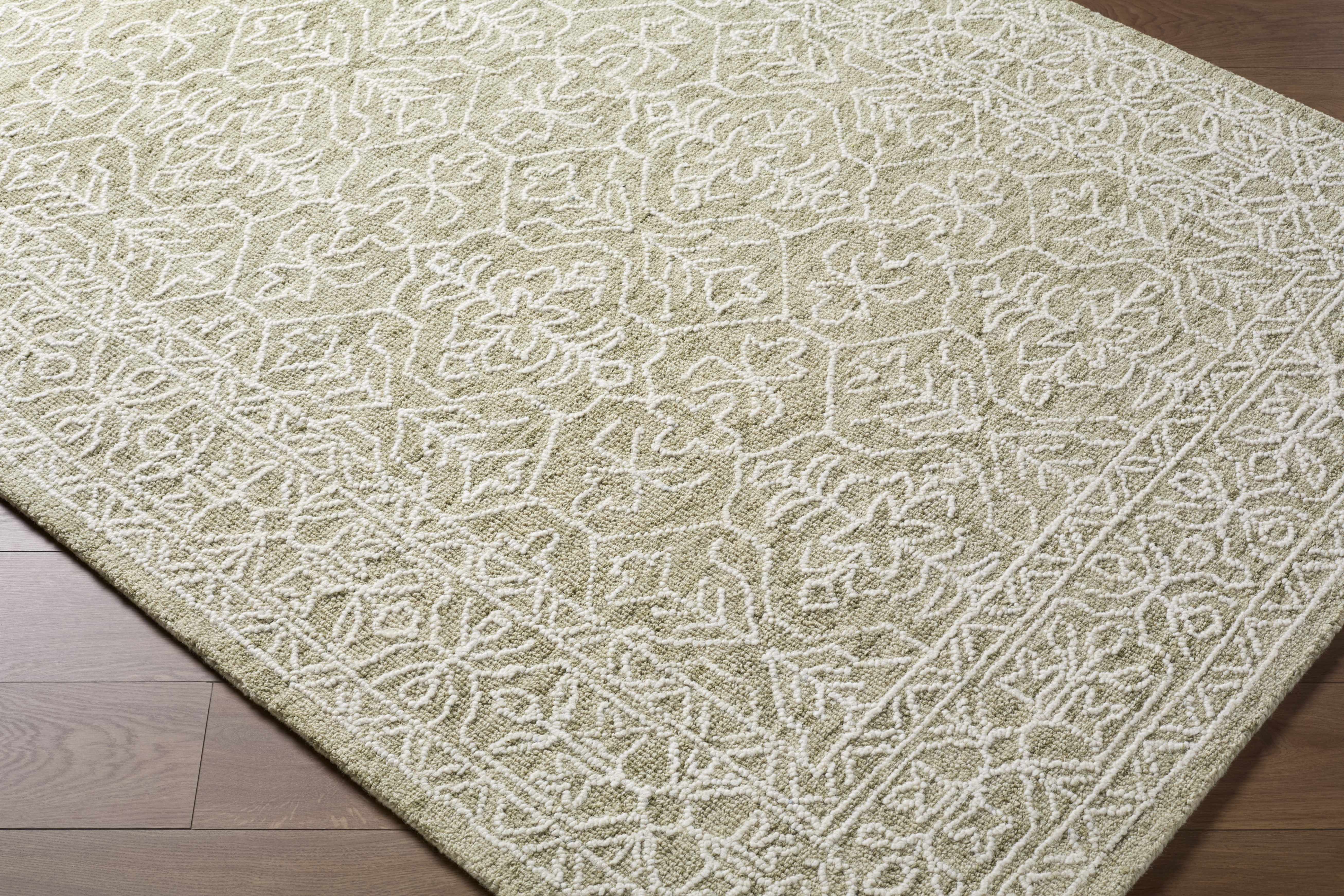 Yadid Green Wool Area Rug - Image 7