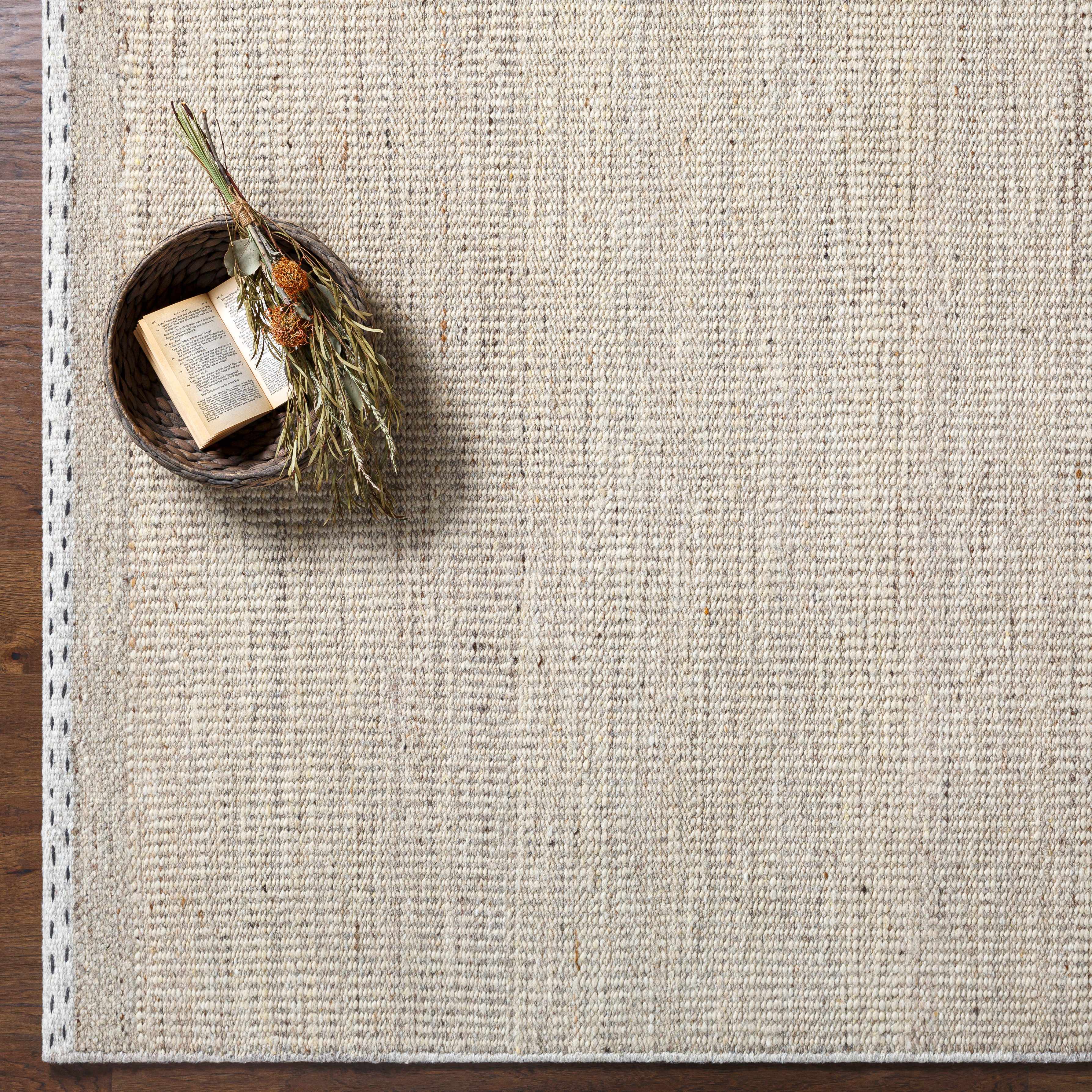 Yaniklar Beige Flat Woven Wool Rug - Image 10