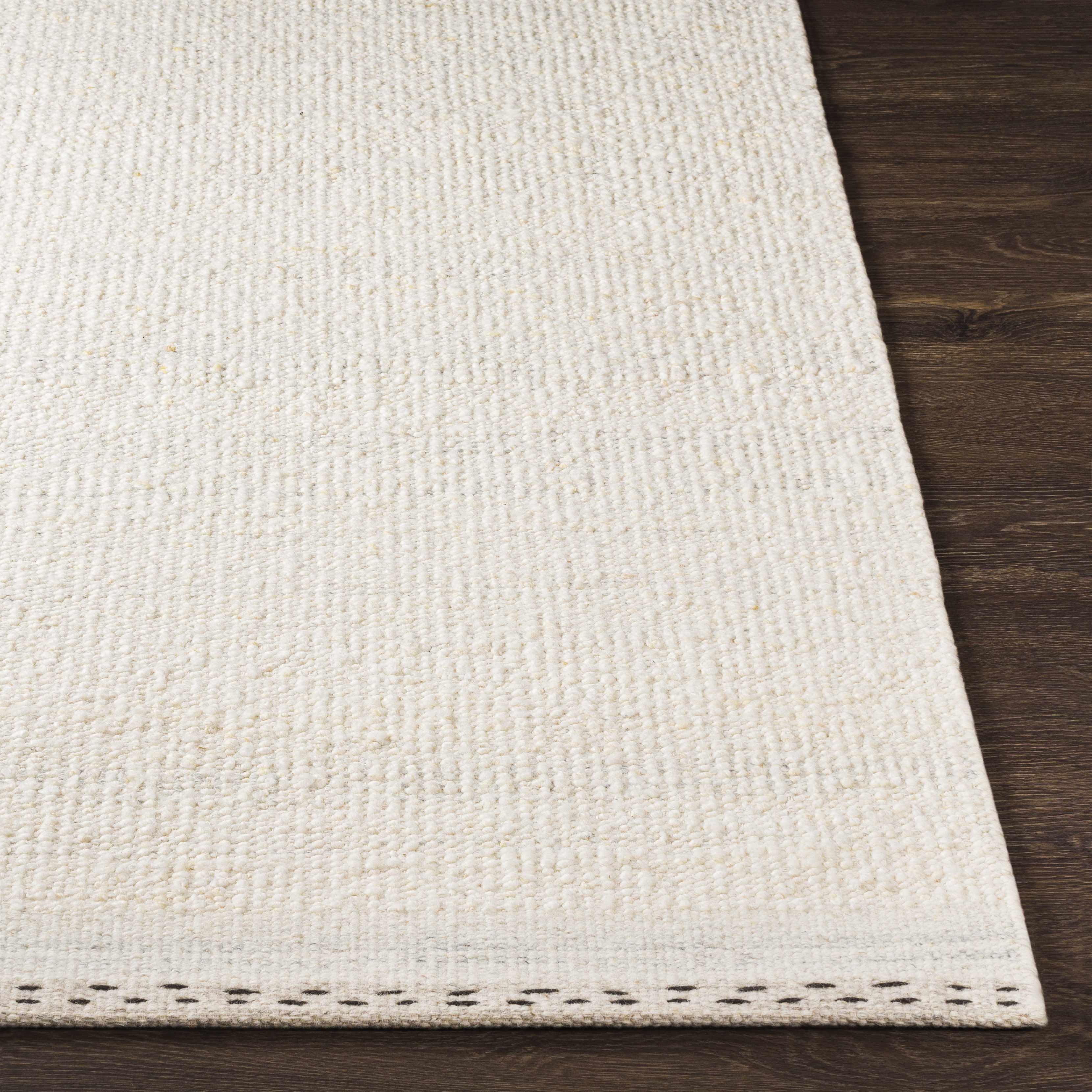 Yaniklar Cream Flat Woven Wool Rug - Image 11