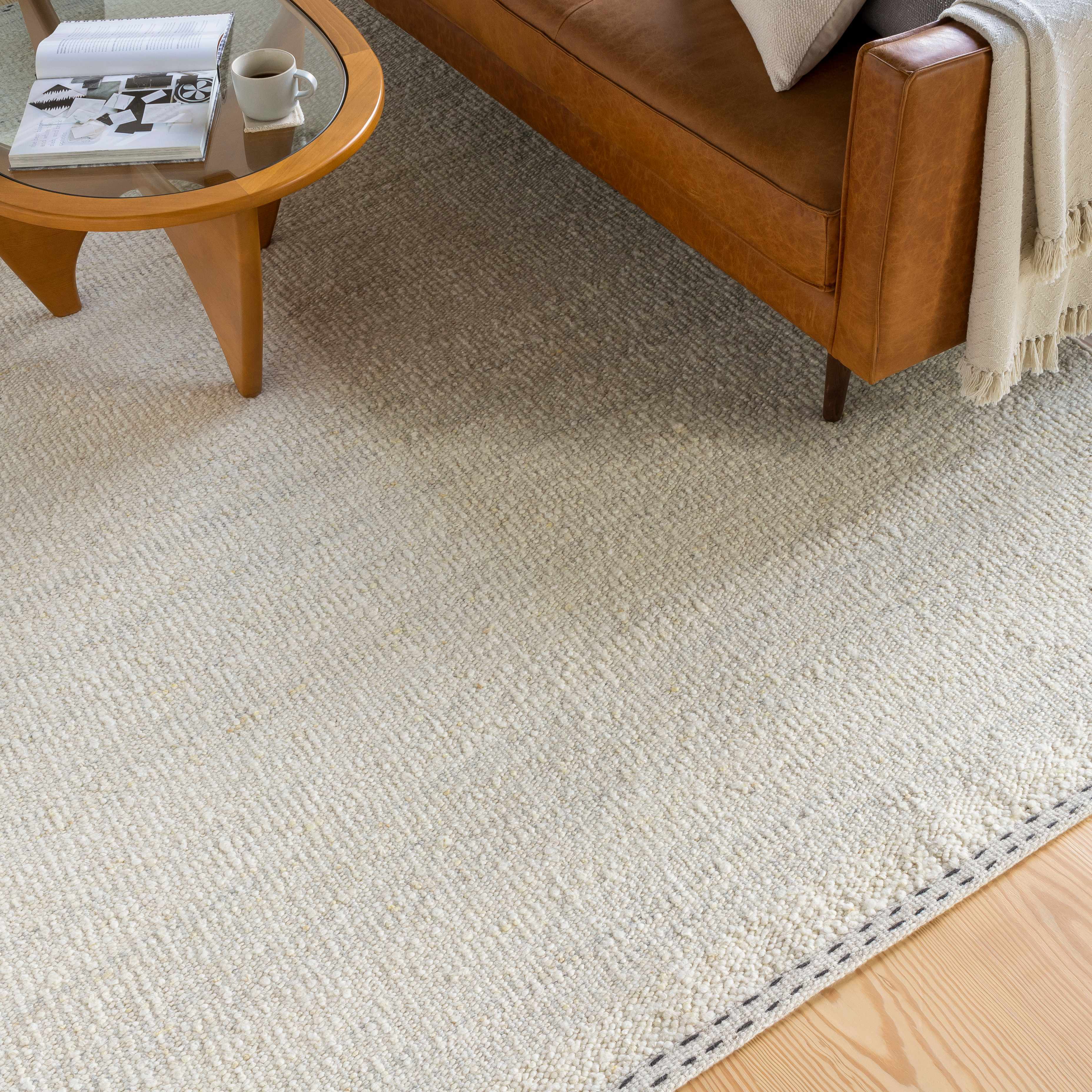Yaniklar Cream Flat Woven Wool Rug - Image 3
