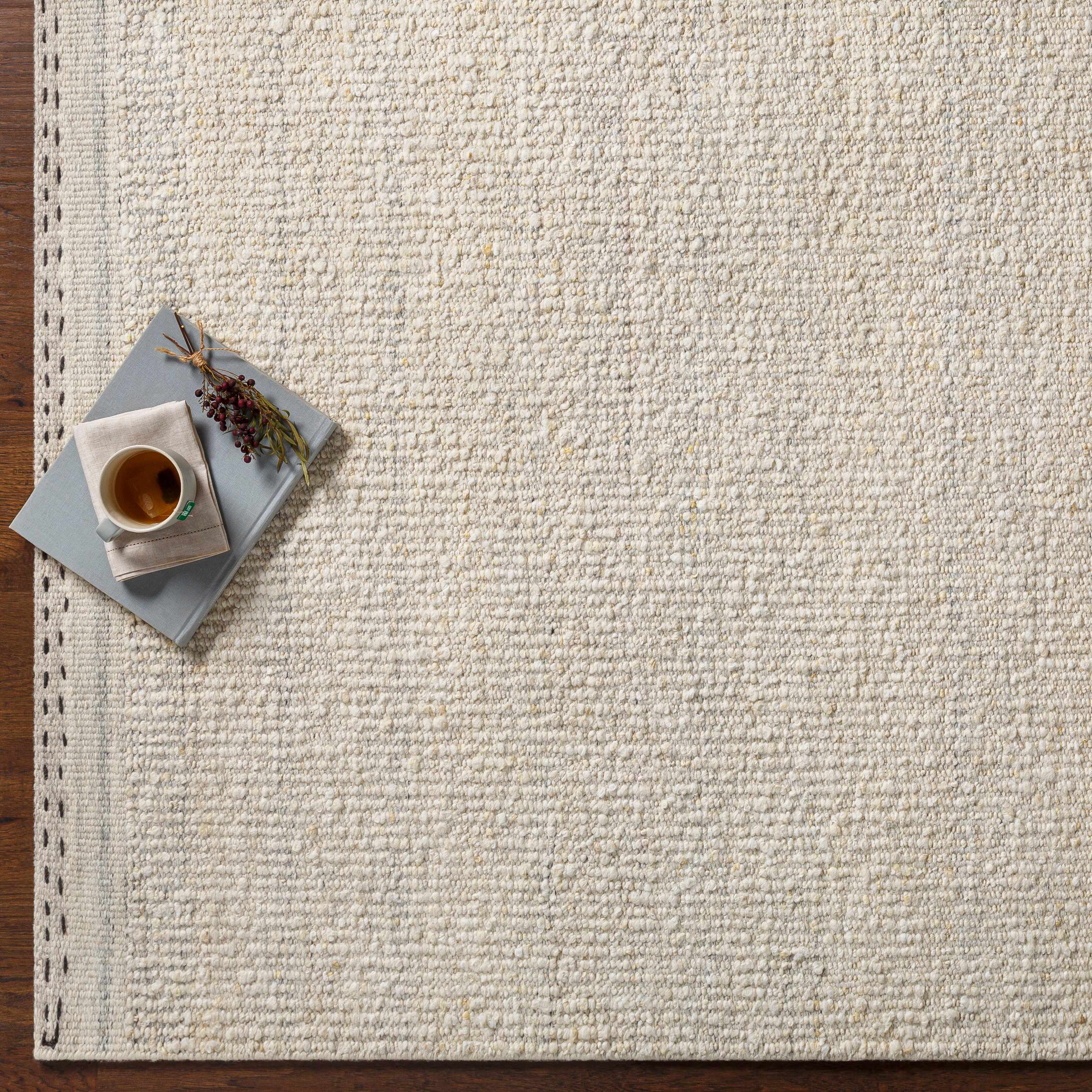 Yaniklar Cream Flat Woven Wool Rug - Image 5