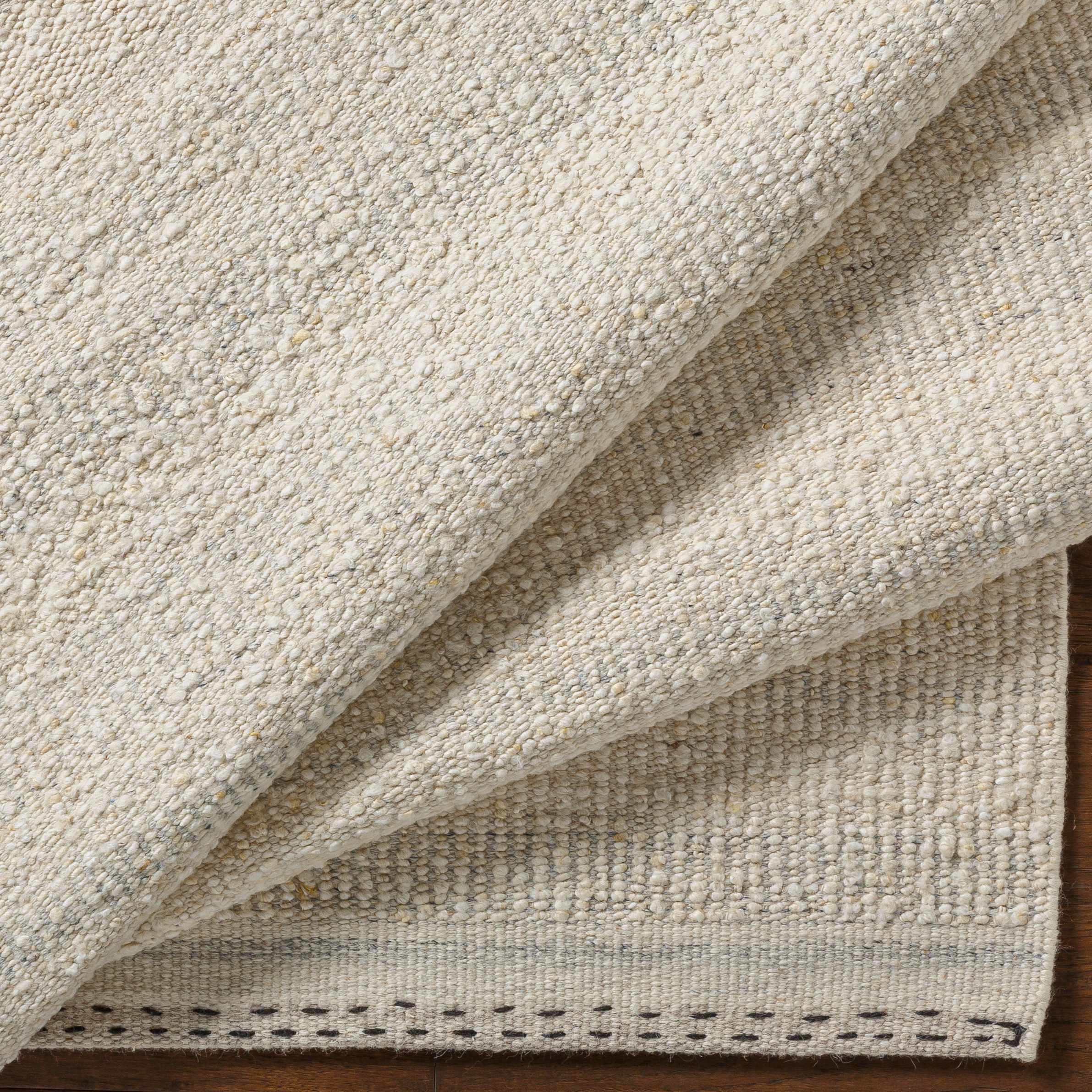 Yaniklar Cream Flat Woven Wool Rug - Image 8