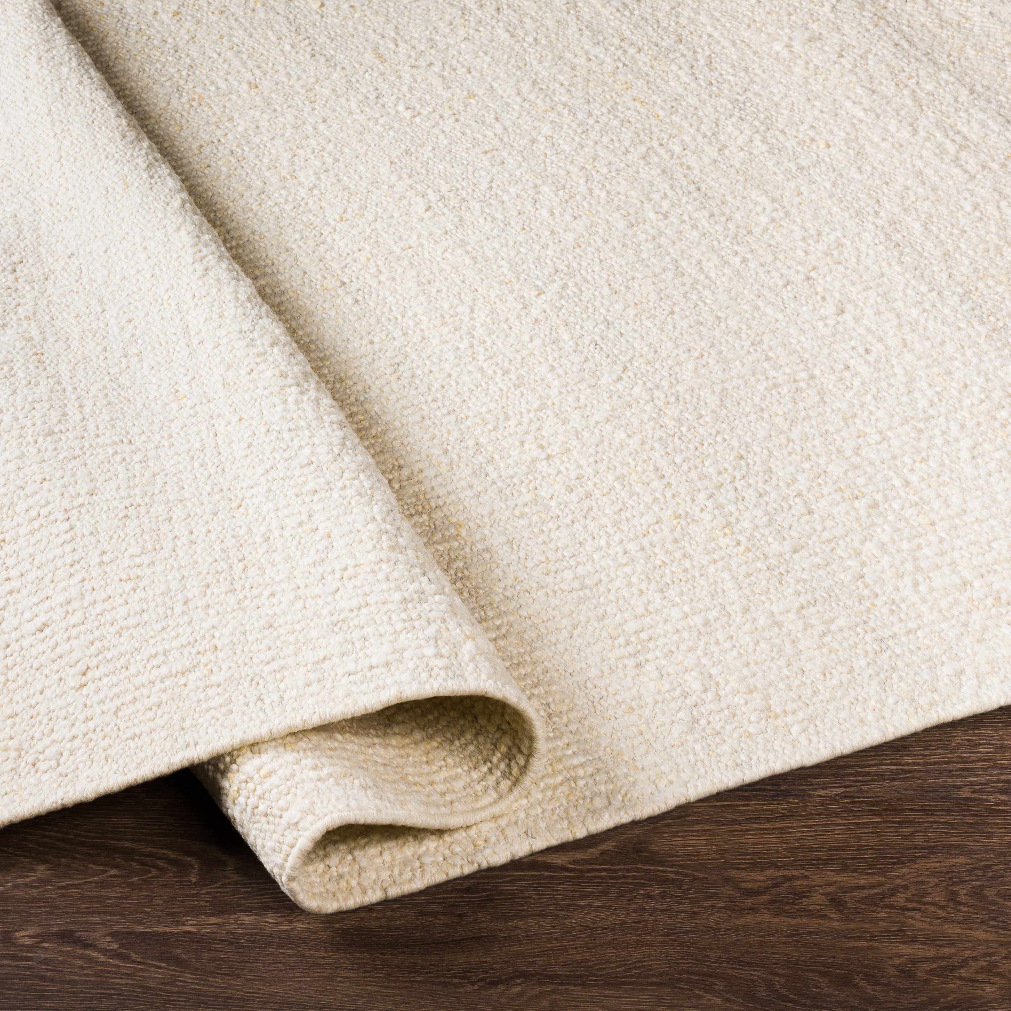 Yaniklar Cream Flat Woven Wool Rug - Image 9