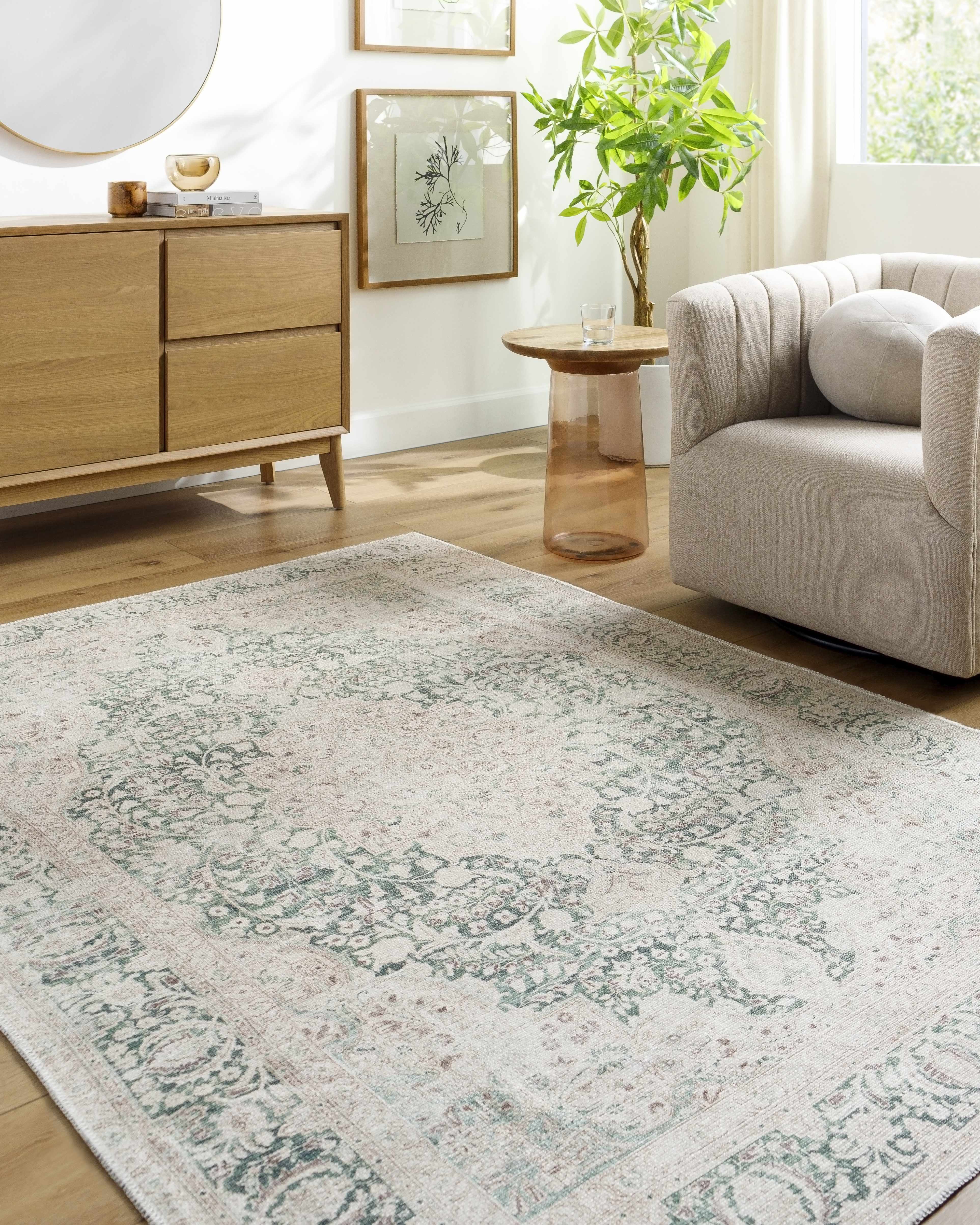 Yanis Vintage Flat Pile Washable Rug - Image 2
