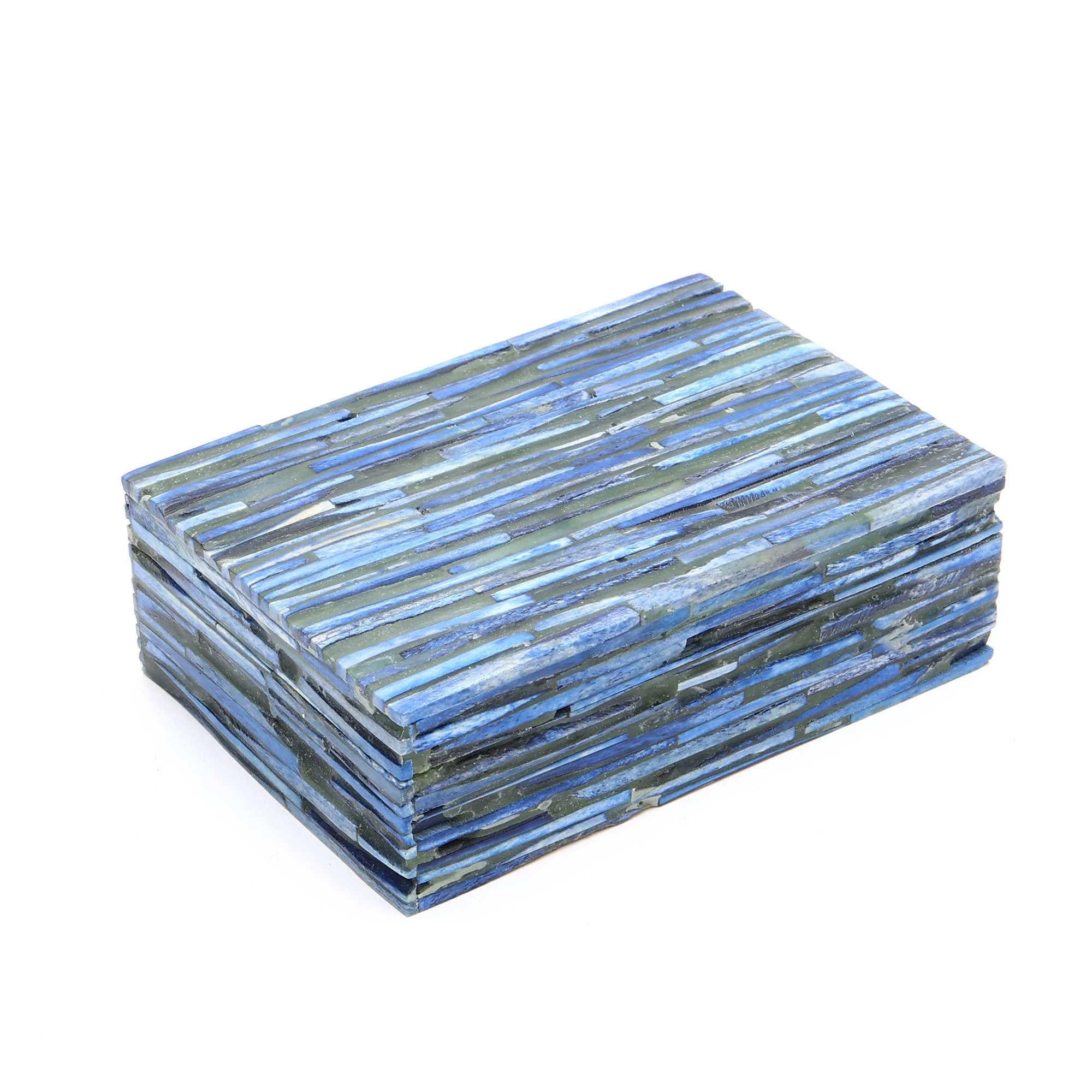 Yareli Handcrafted Sky-Blue Dyed Bone Inlay Decorative Box - Image 2