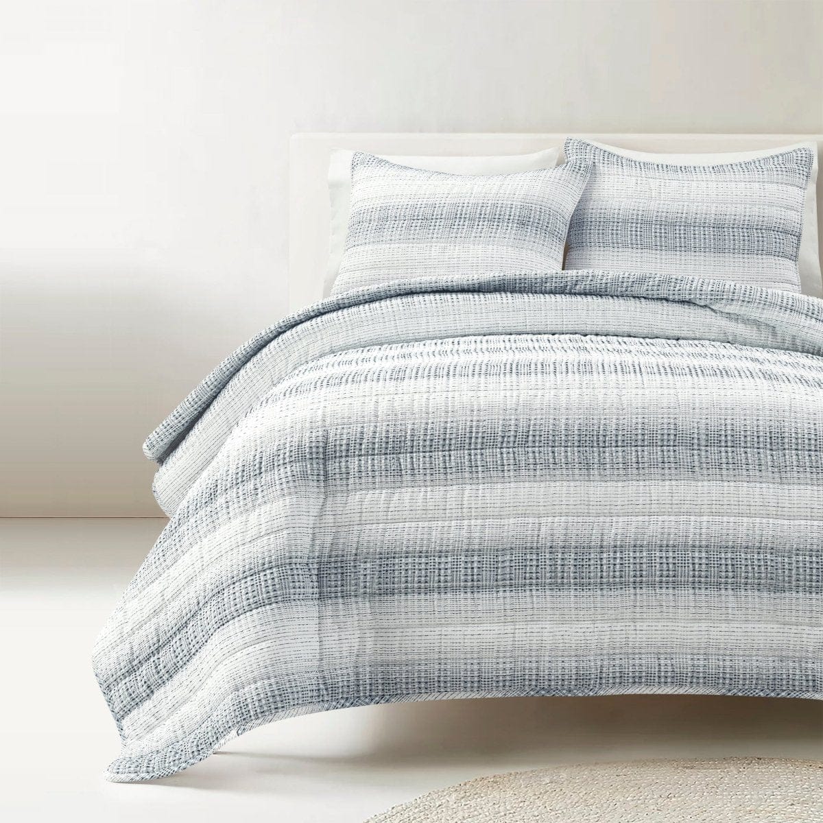Yarn Dyed Textured Stripe Waffle Quilt 3 Piece Set - Image 7