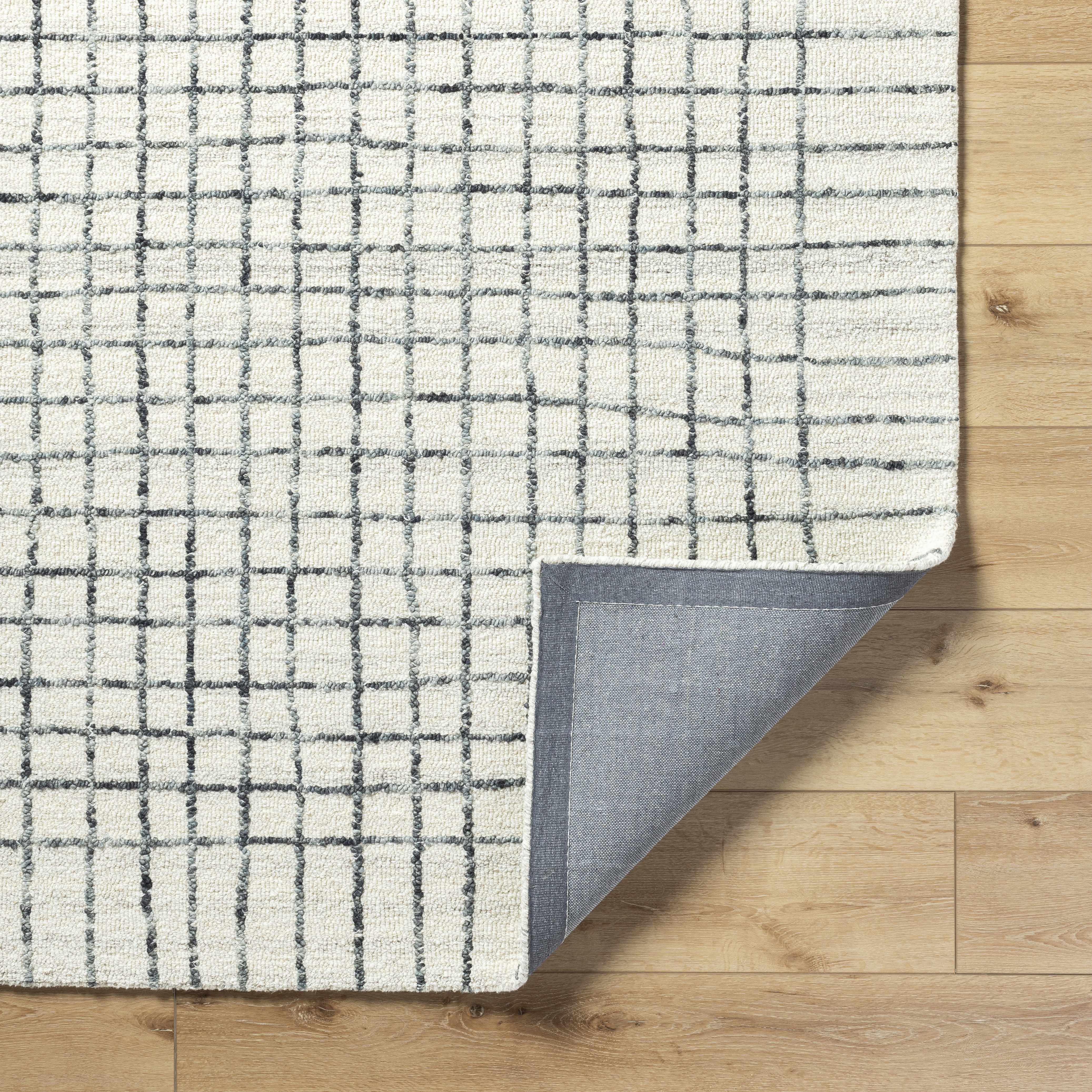 Yates White Grid Wool Area Rug - Image 5