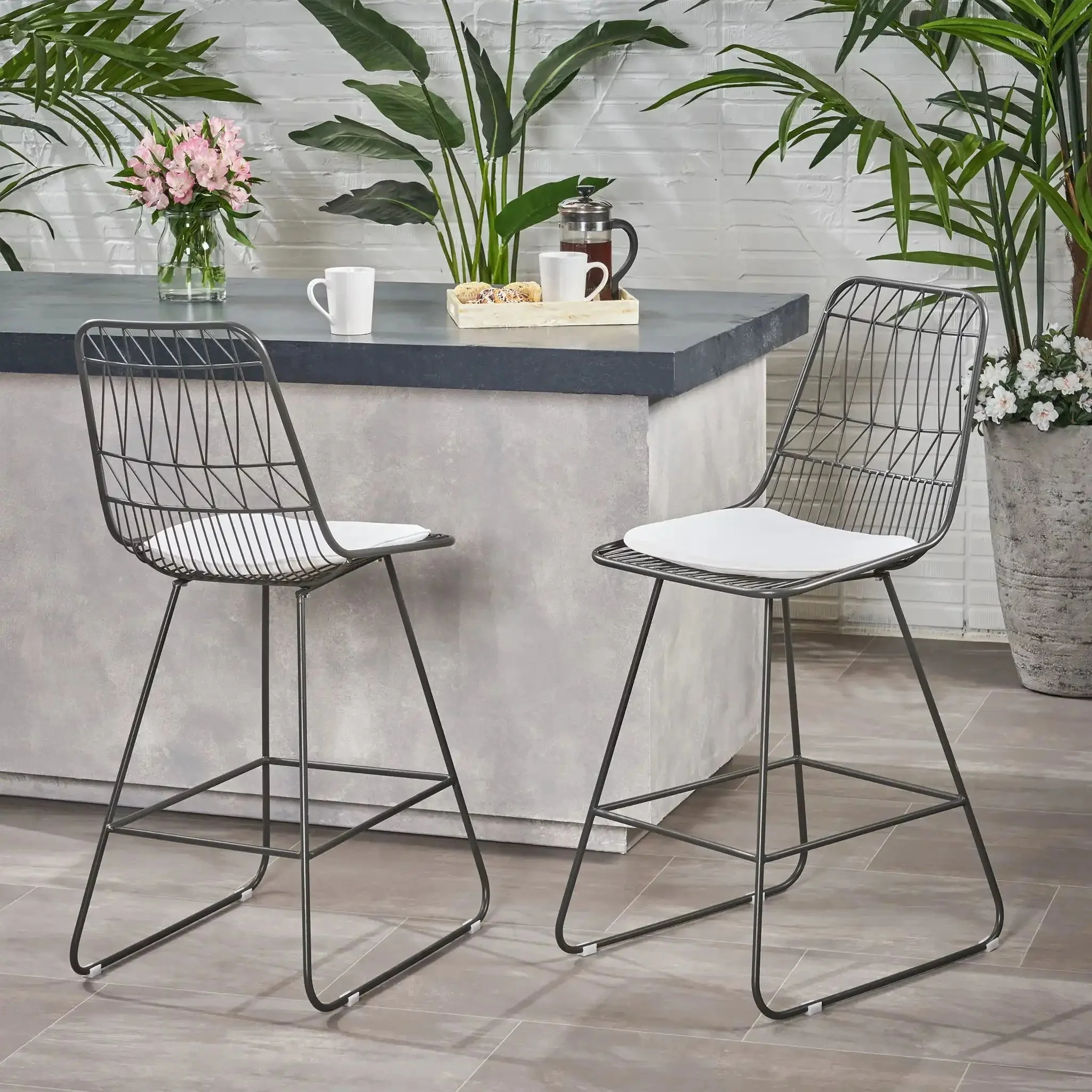 Yearning - Iron Counter Stool With Water Resistant Cushion - Image 3