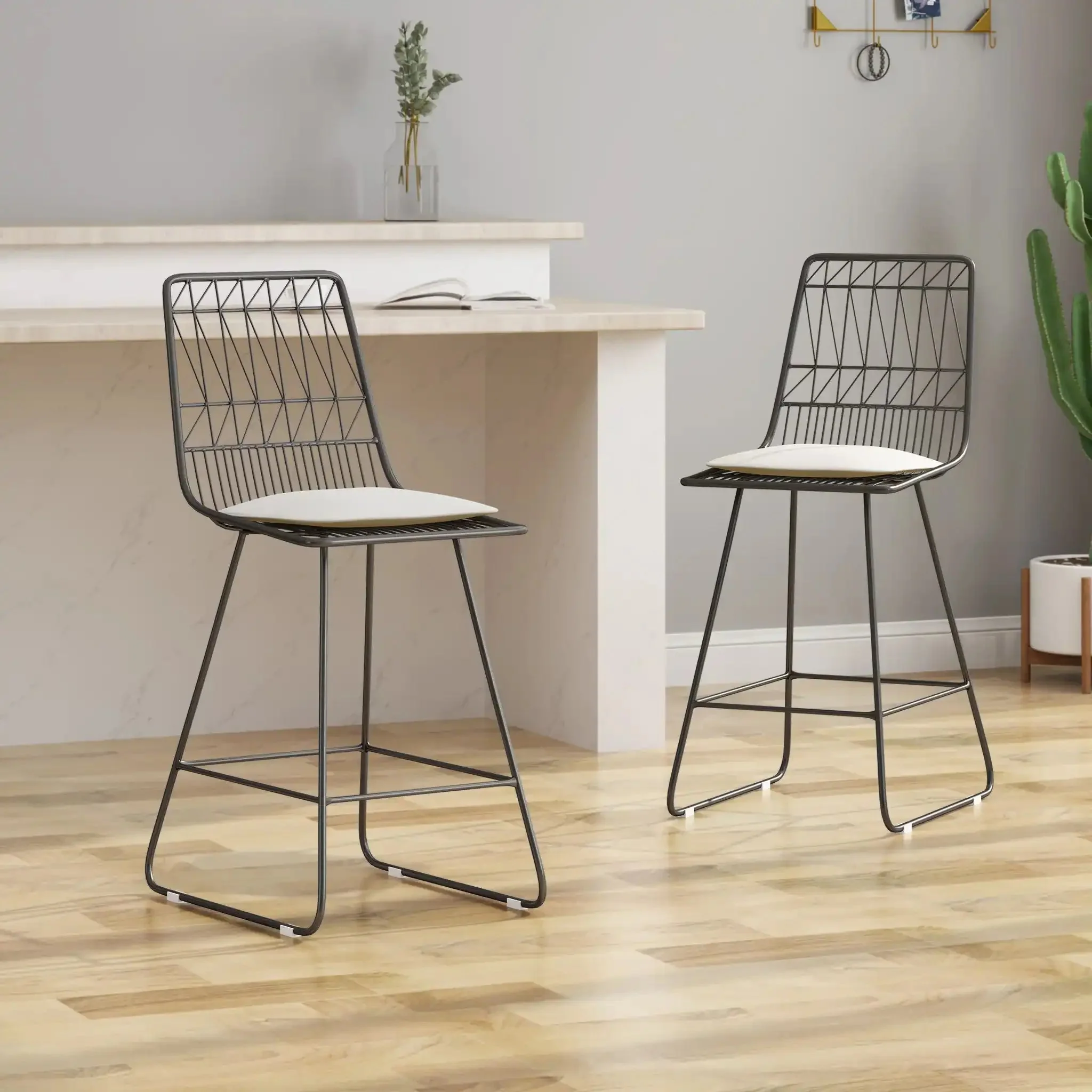 Yearning - Iron Counter Stool With Water Resistant Cushion - Image 4