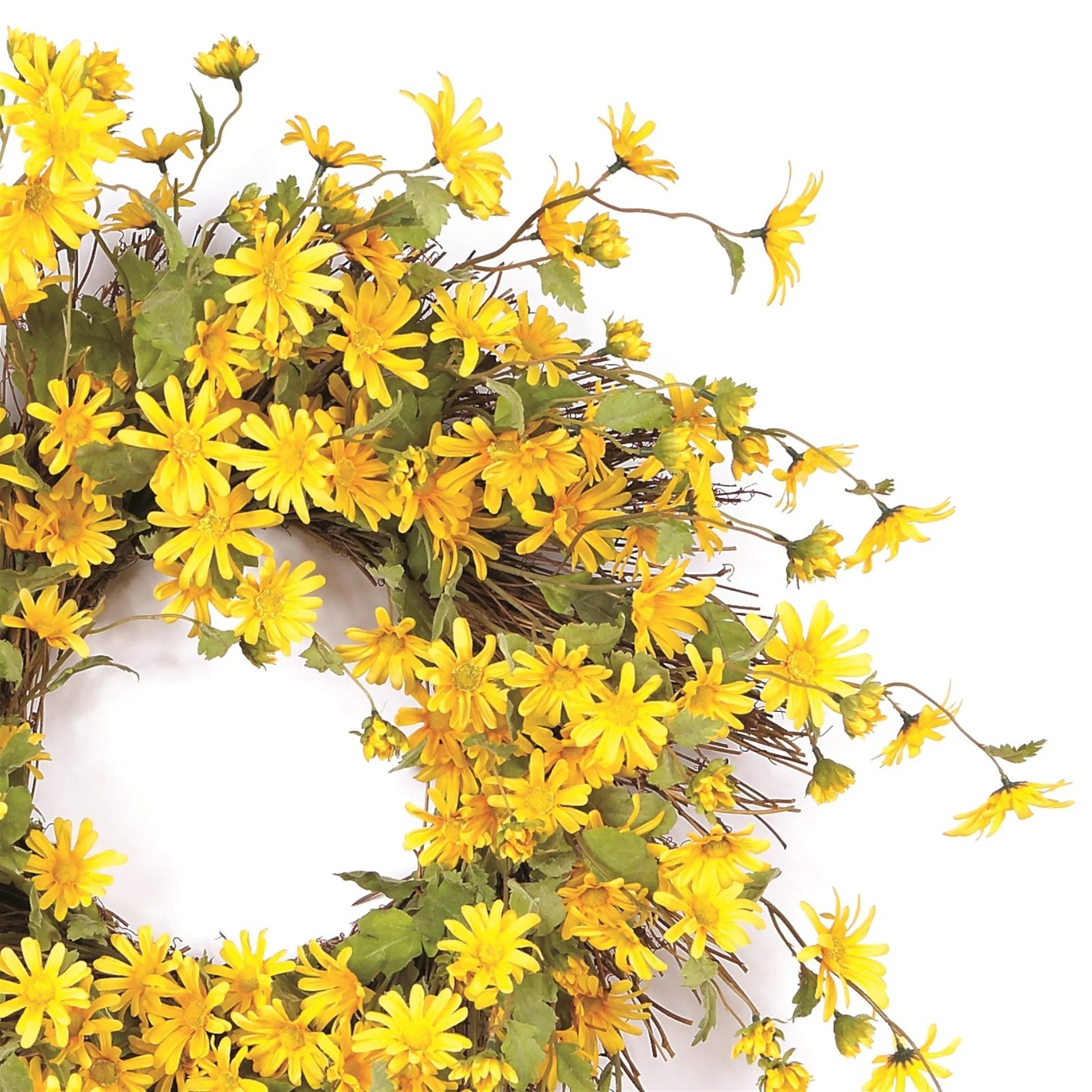 Yellow Daisy Floral Wreath 23"D - Image 3