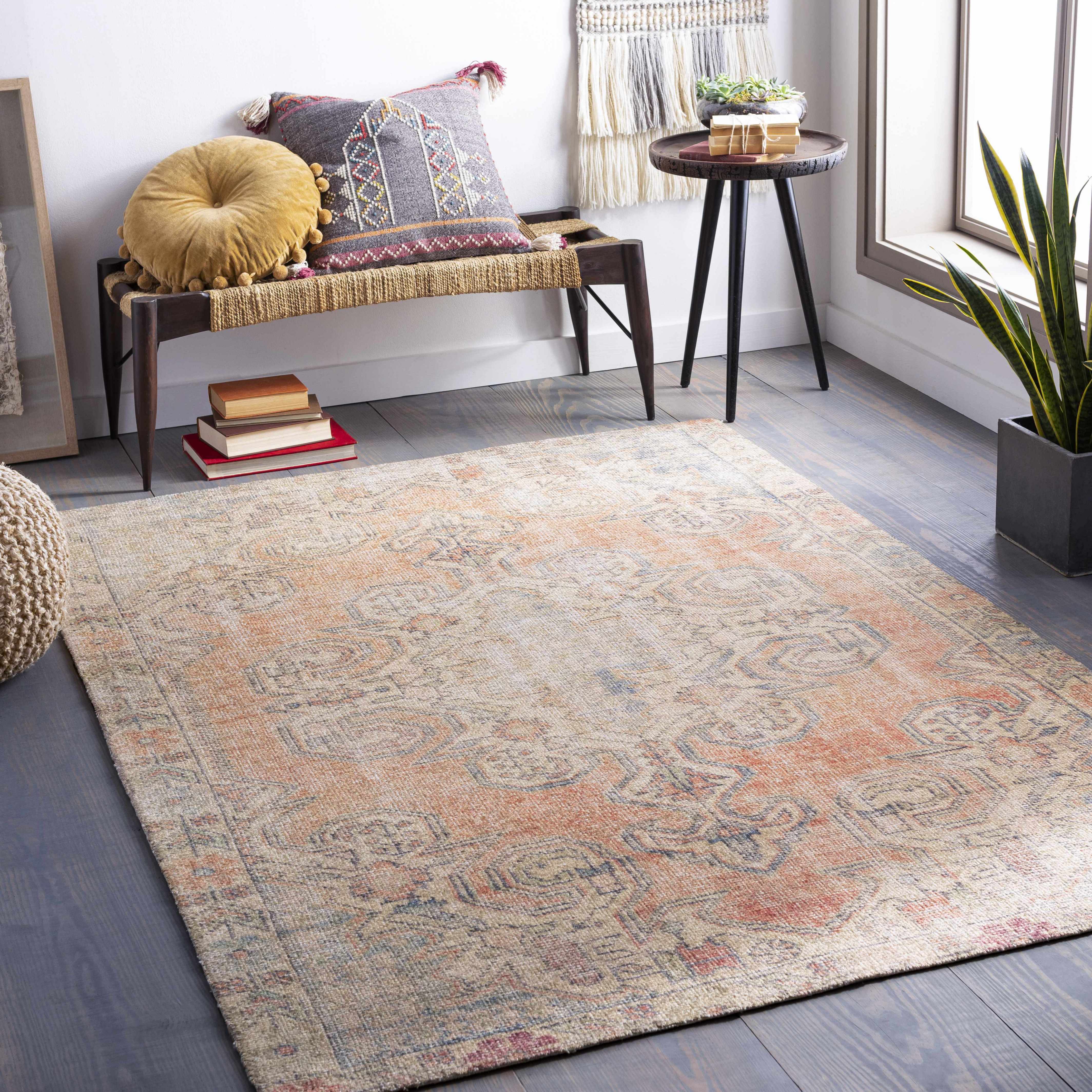Yetminster Traditional Distressed Peach Rug - Clearance - Image 2