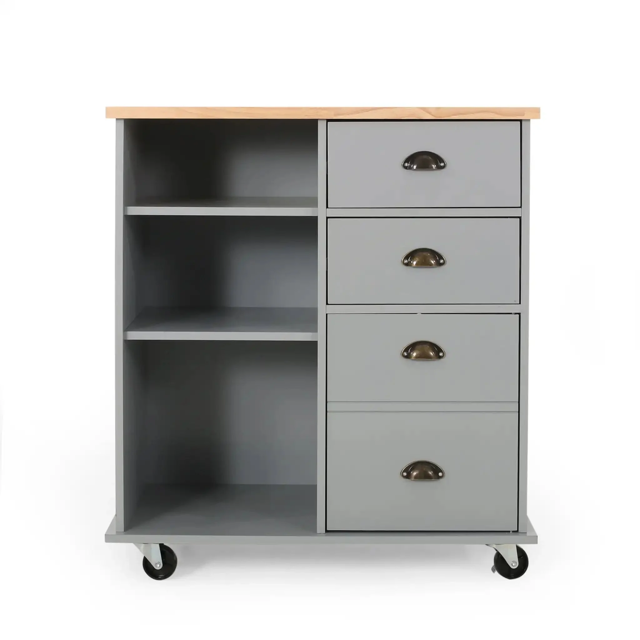 Yohaan - Contemporary Kitchen Cart With Wheels - Image 2