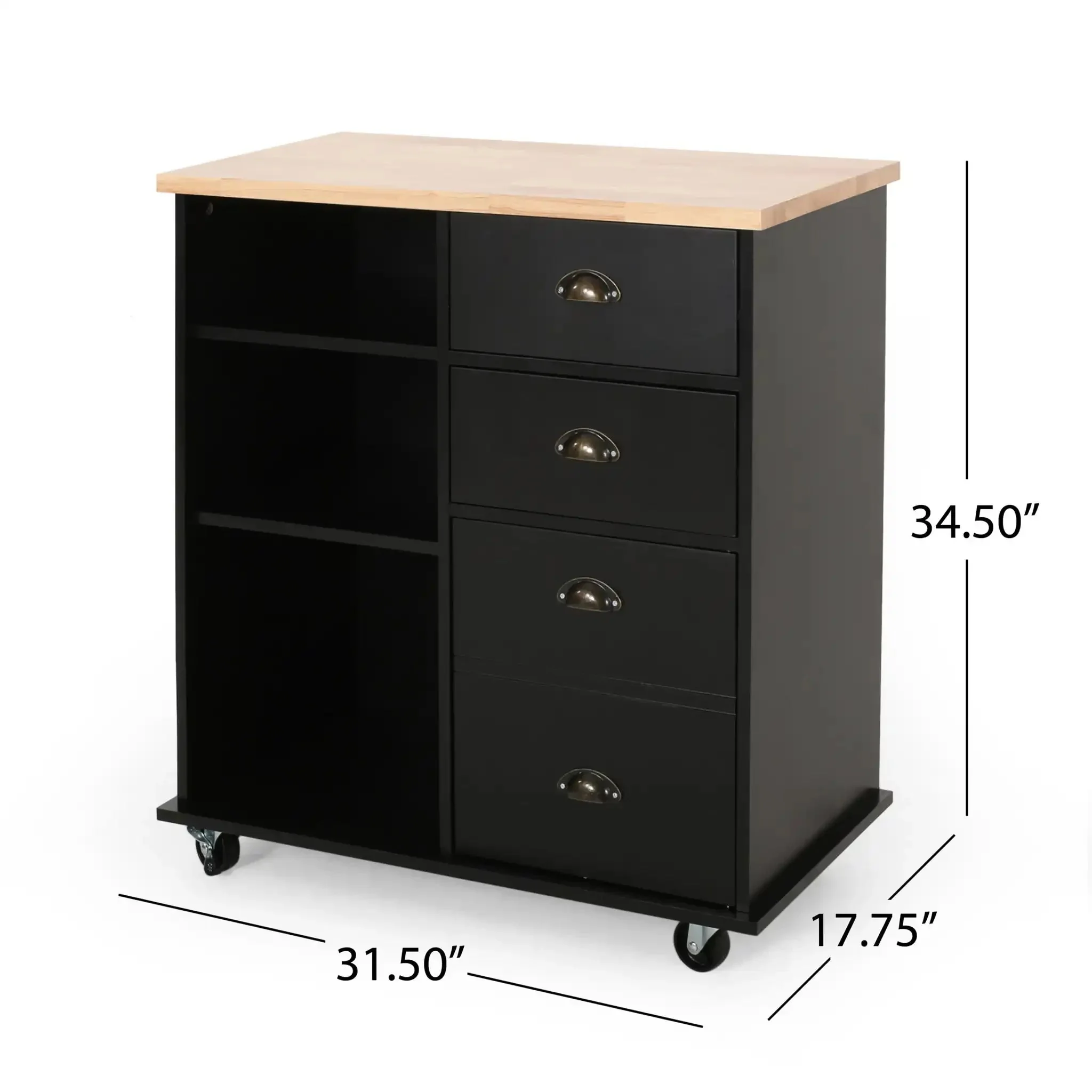 Yohaan - Contemporary Kitchen Cart With Wheels - Image 4