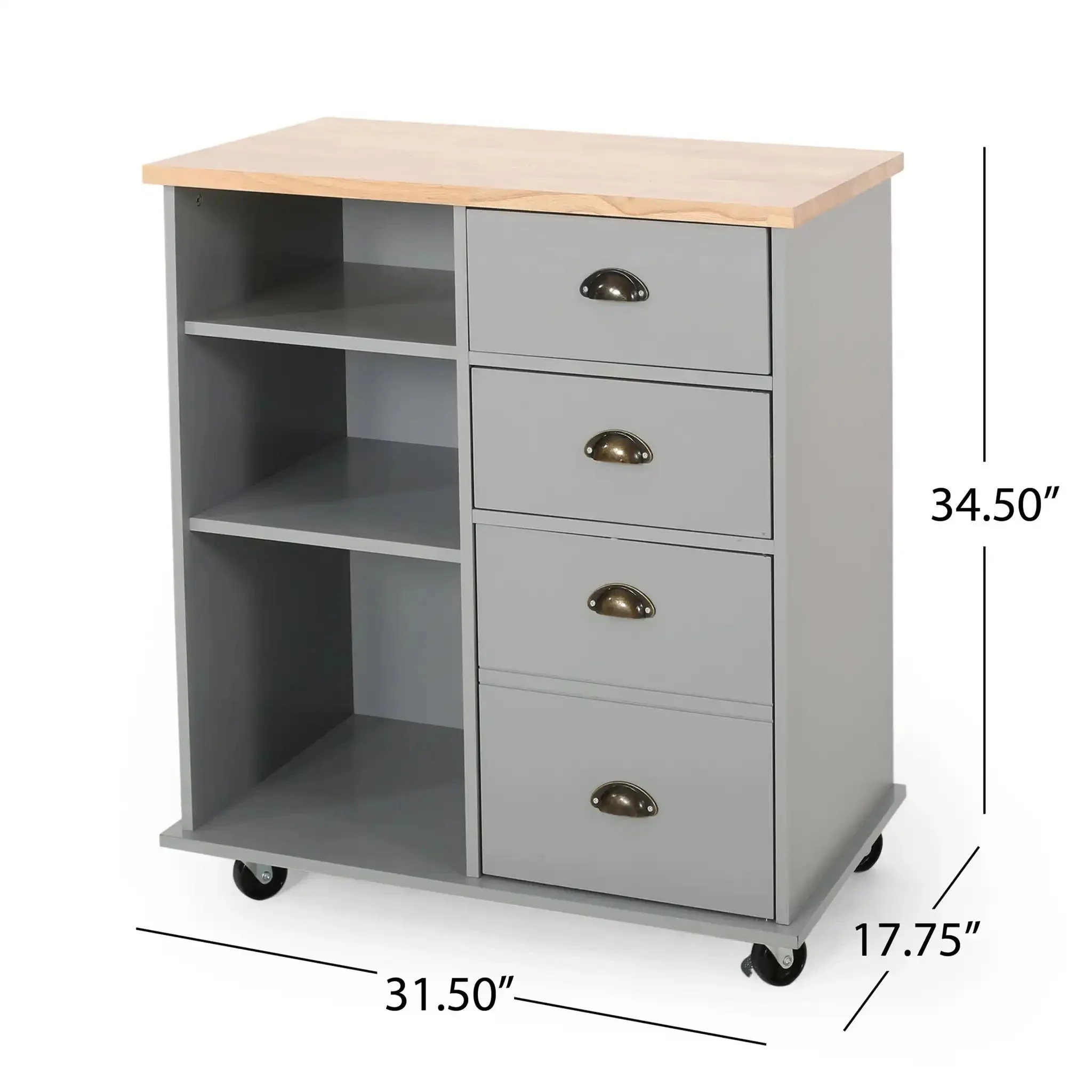 Yohaan - Contemporary Kitchen Cart With Wheels - Image 7