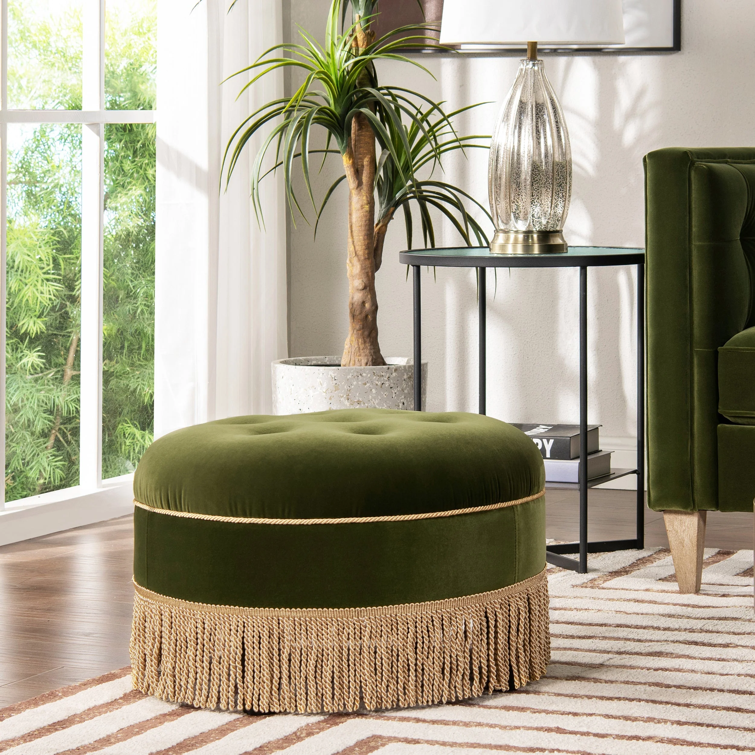 Yolanda 24" Round Upholstered Accent Ottoman - Image 2