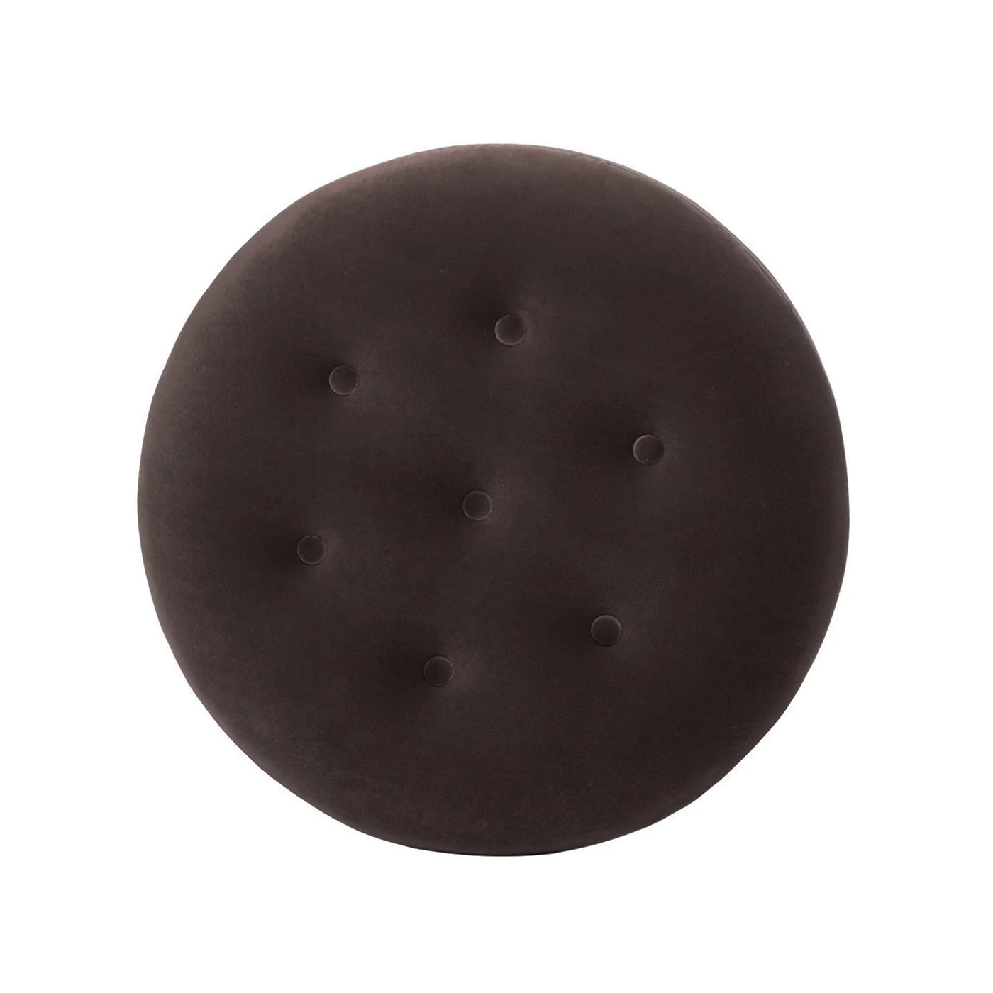 Yolanda 24" Round Upholstered Accent Ottoman Deep Brown Performance Velvet - Image 6