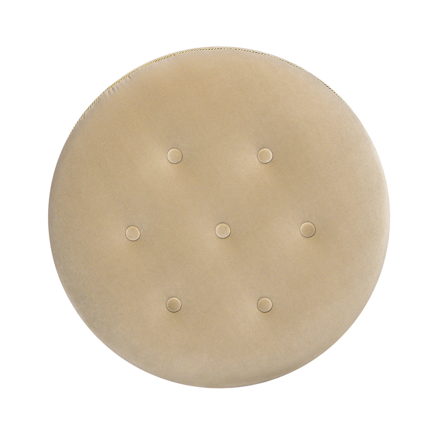 Yolanda 24" Round Upholstered Accent Ottoman in Fawn Brown Velvet - Image 3