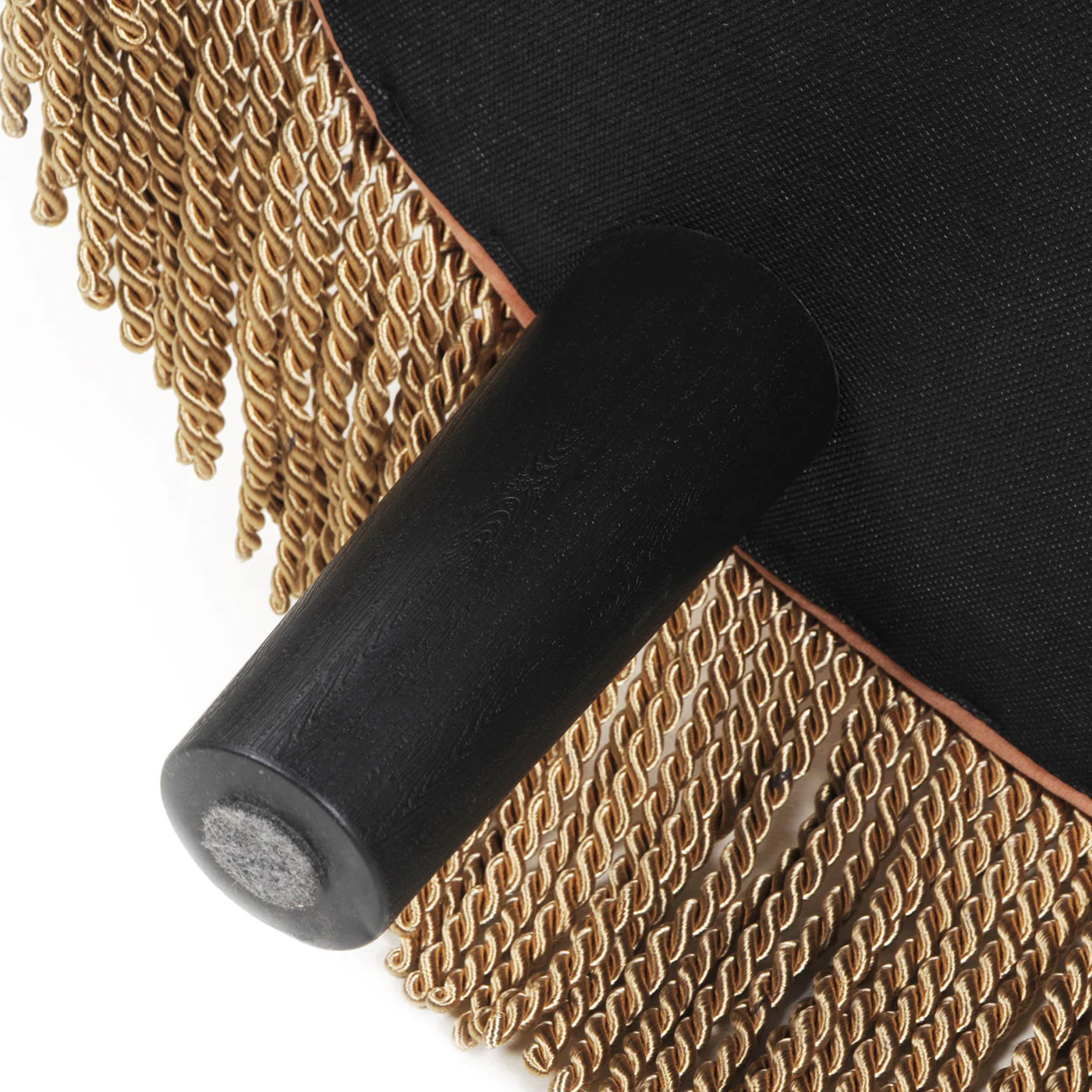 Yolanda 24" Round Upholstered Accent Ottoman, Peach Orange Velvet with Gold Trim - Image 5