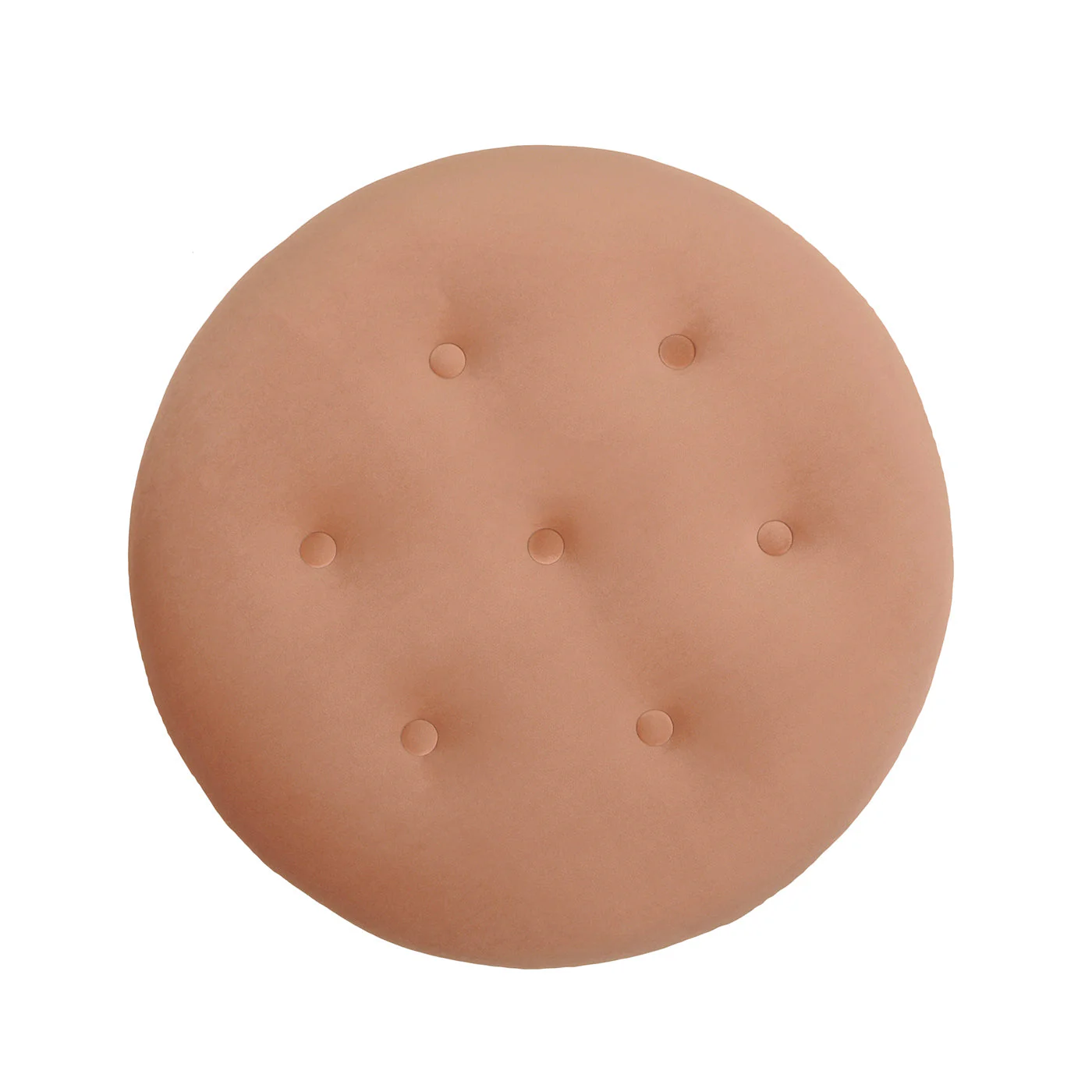 Yolanda 24" Round Upholstered Accent Ottoman, Peach Orange Velvet with Gold Trim - Image 8