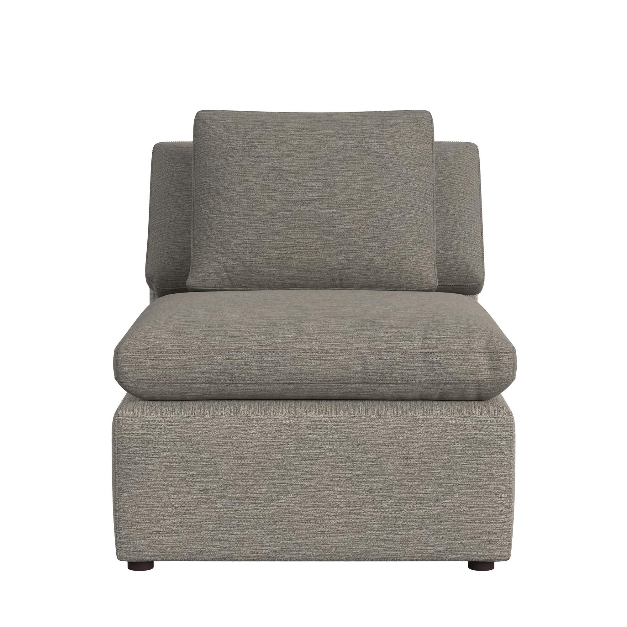York - Modular Armless Chair With Overstuffed Cushion And Adjustable Pillows - Taupe - Image 2