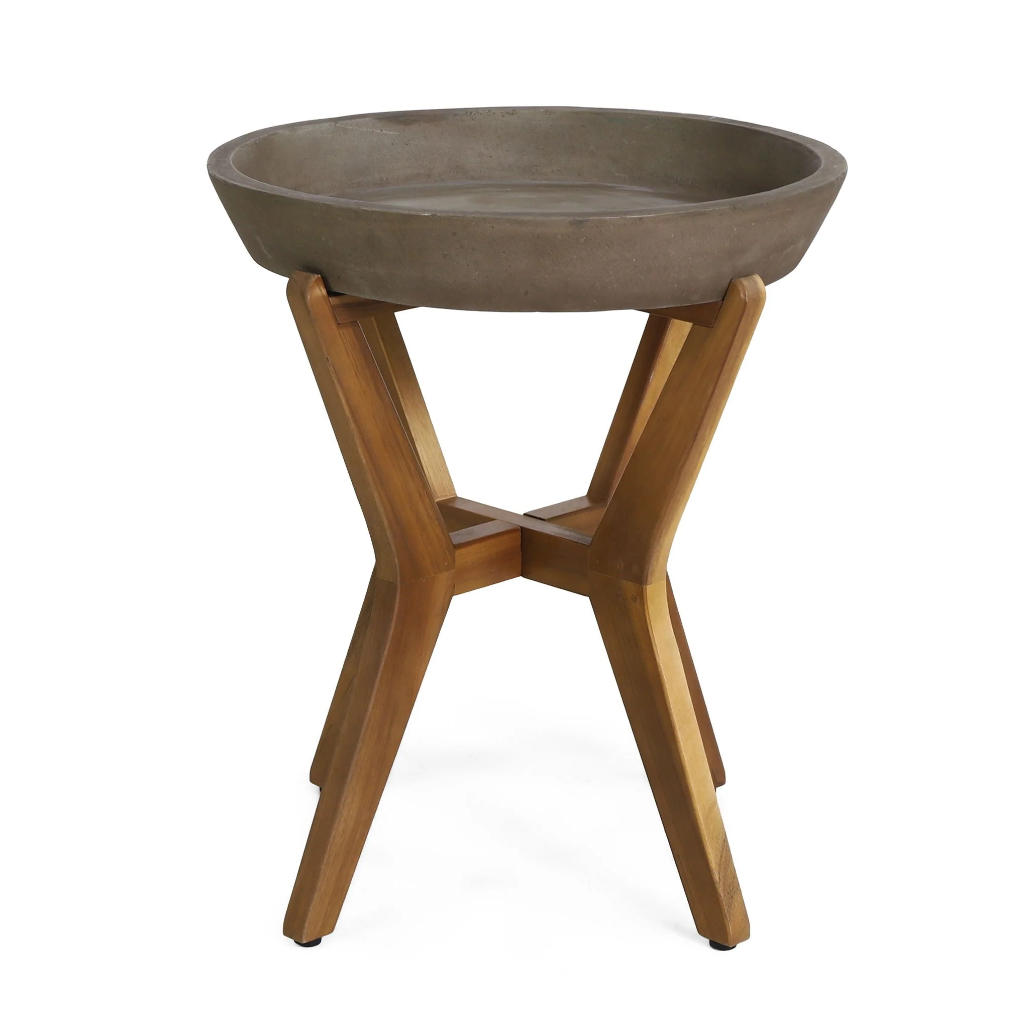 Yukon - Contemporary Side Table with Lightweight Concrete Top and Acacia Wood Frame - Gray - Image 2