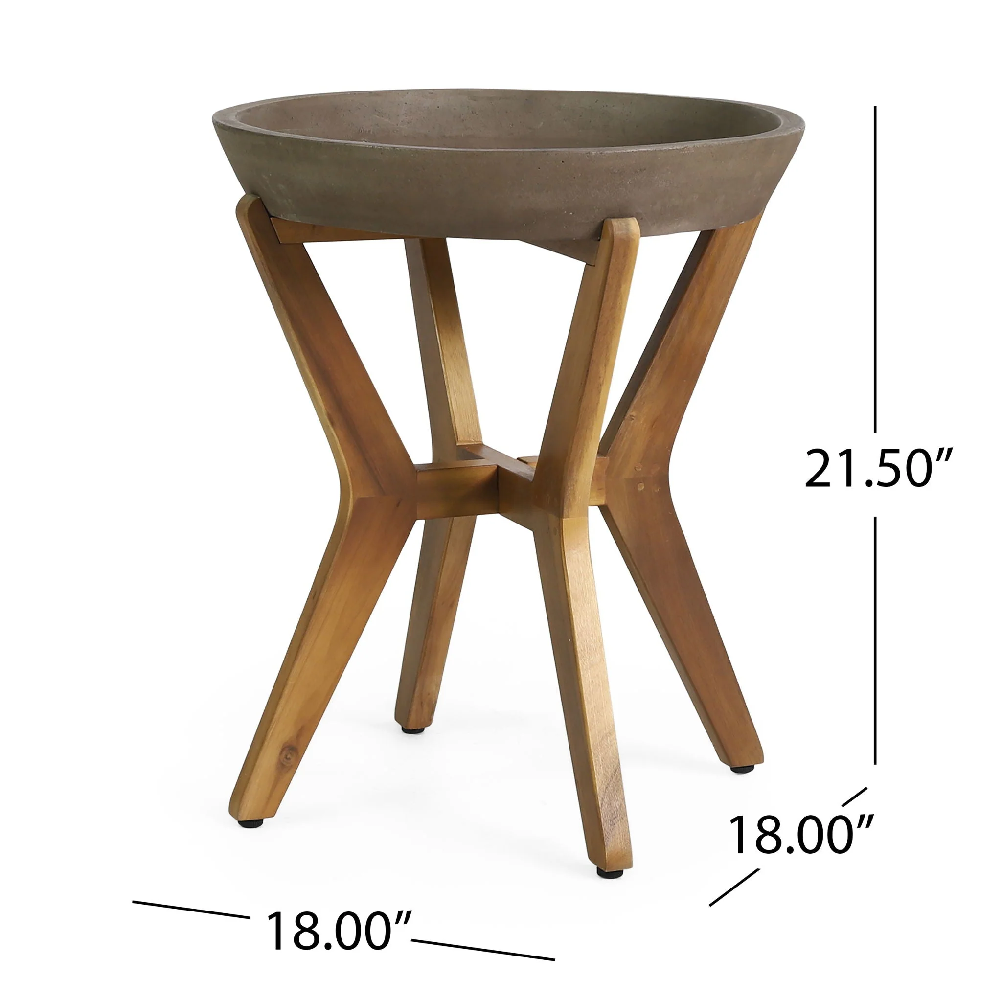 Yukon - Contemporary Side Table with Lightweight Concrete Top and Acacia Wood Frame - Gray - Image 4