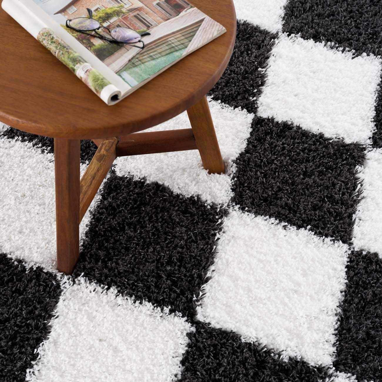Zahur Black & White Diamond Area Rug - Image 4