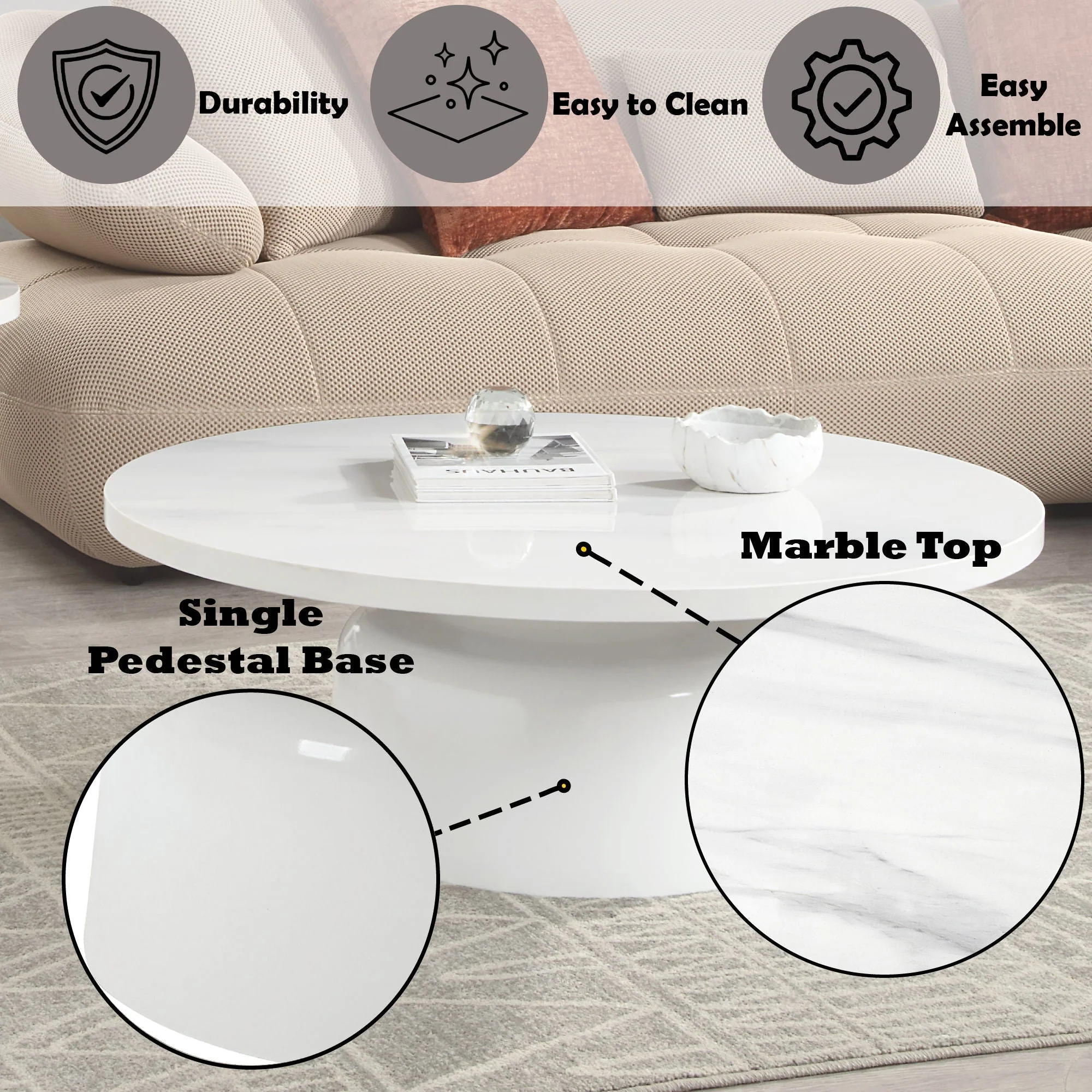 Zaid - Engineering Marble High Gloss Table - Image 5