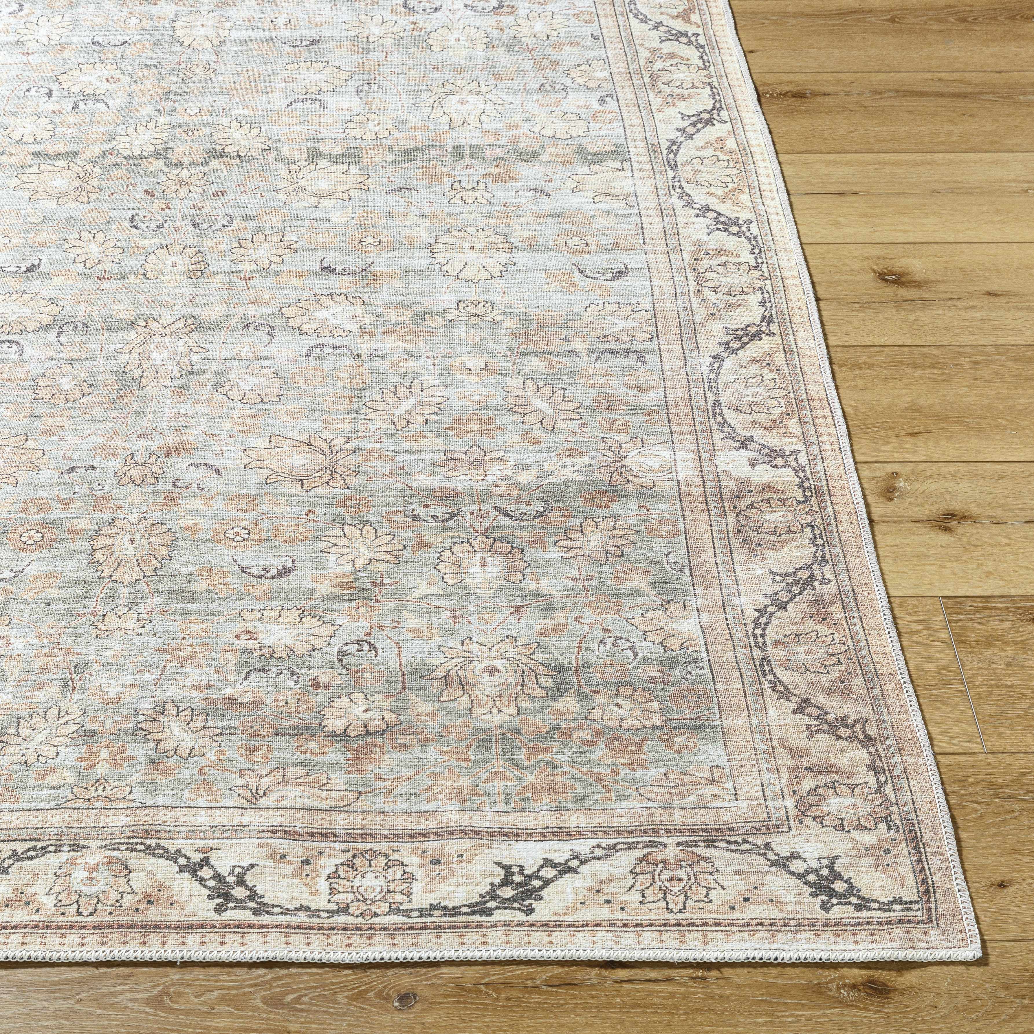 Zamir Vintage Flat Pile Washable Rug - Image 4